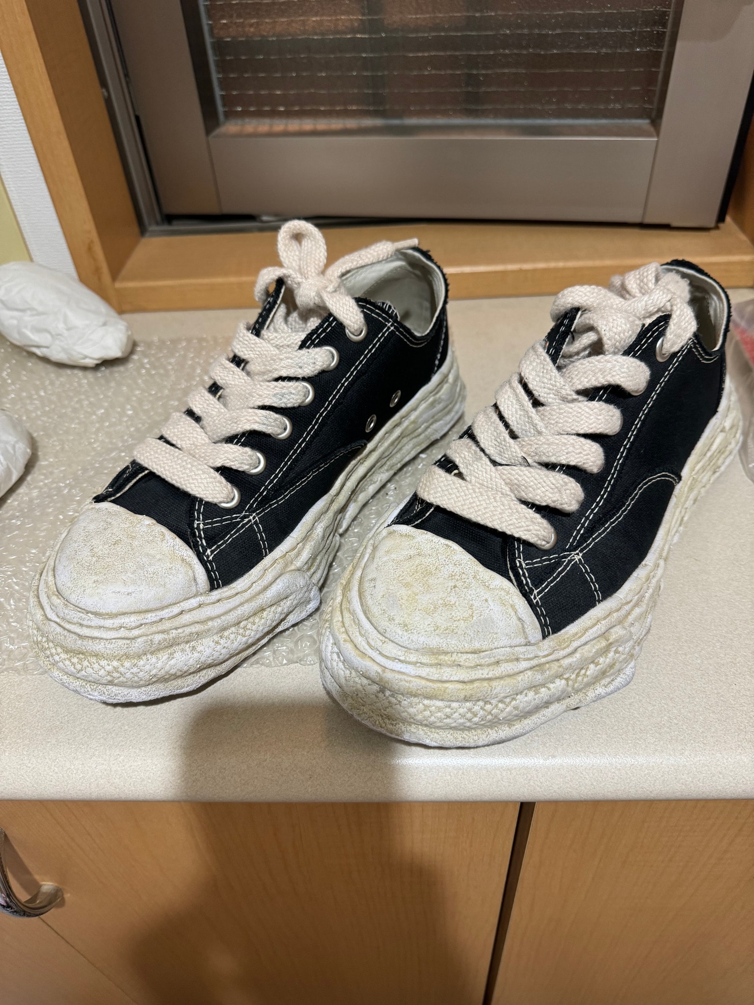 Maison MIHARA YASUHIRO PETERSON 23 OG Dyed Sole Canvas Low-top Sneaker "Black"