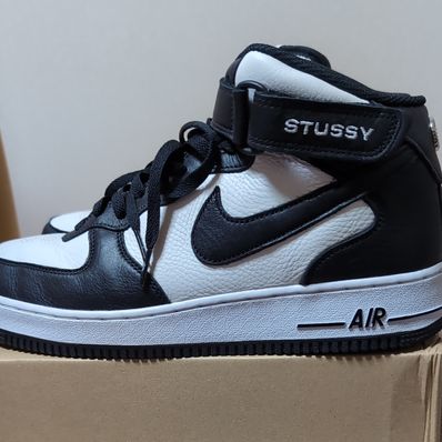Stussy × Nike Air Force 1 Mid "Black and Light Bone"