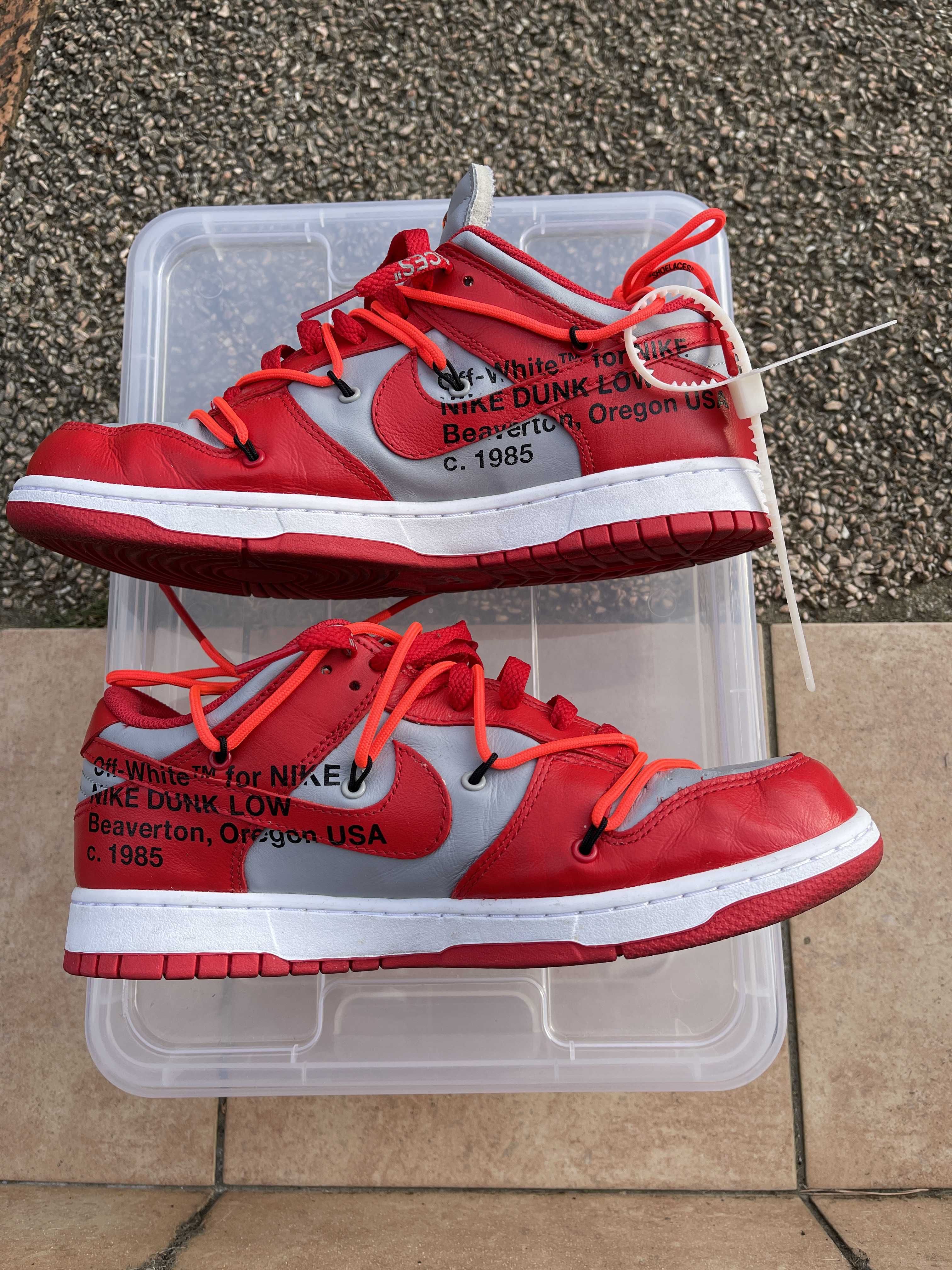 Off-White × Nike Dunk Low "University Red/Wolf Grey"