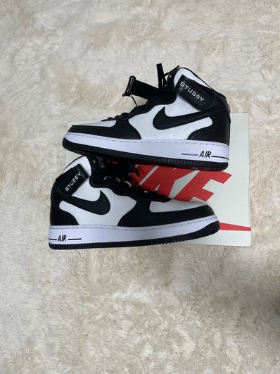 Stussy × Nike Air Force 1 Mid "Black and Light Bone"