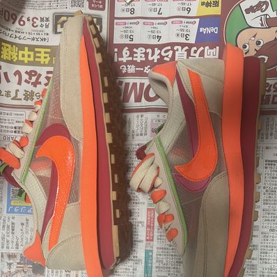 CLOT × Sacai × Nike LD Waffle "Orange Blaze"
