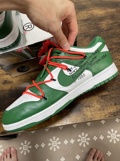 Off-White × Nike Dunk Low "White/Pine Green"