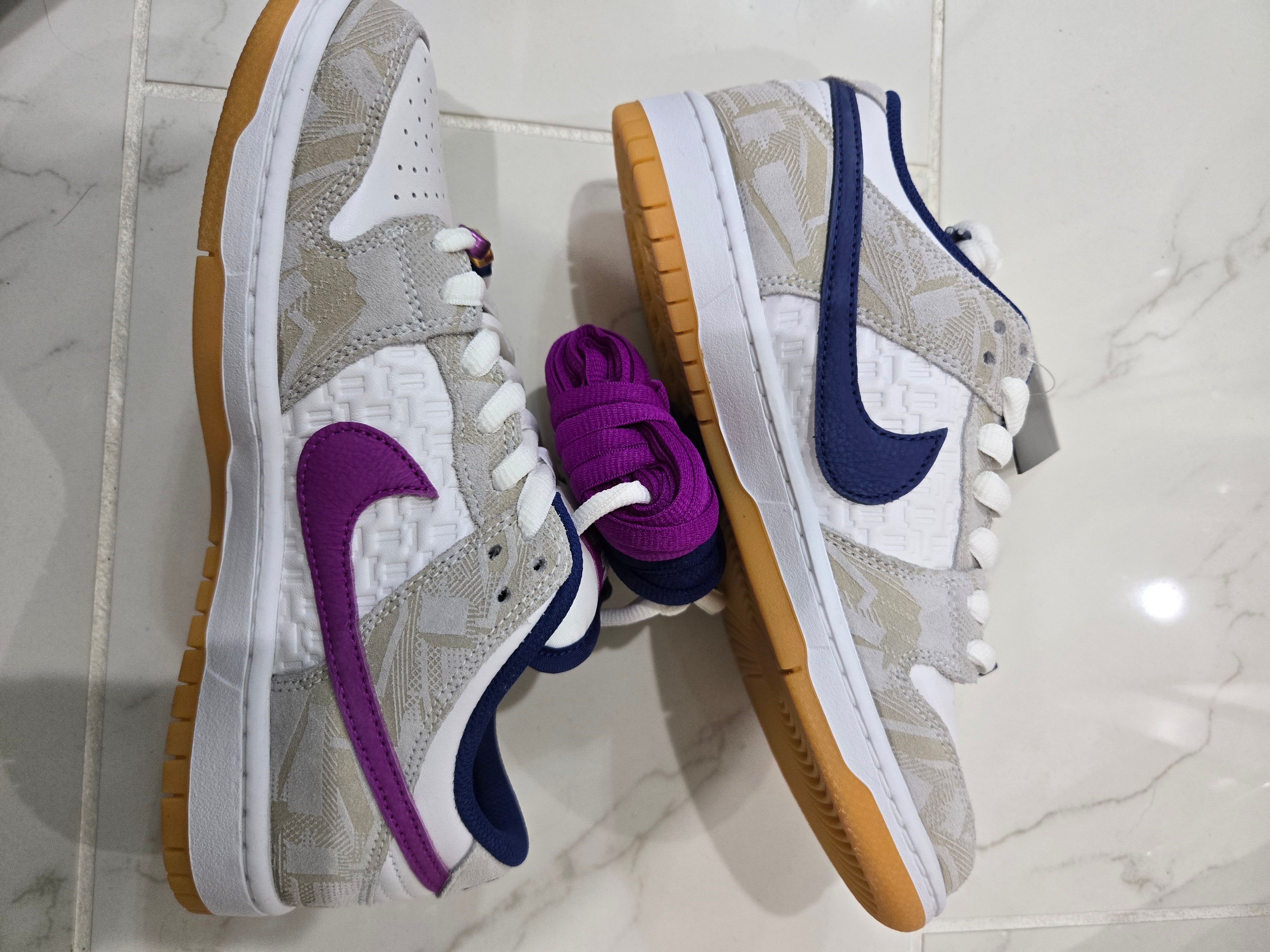 Rayssa Leal × Nike SB Dunk Low PRM "Pure Platinum and Vivid Purple"
