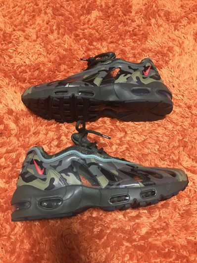 Supreme × Nike Air Max 96 "Dark Army Camo/Speed Red/Clear"