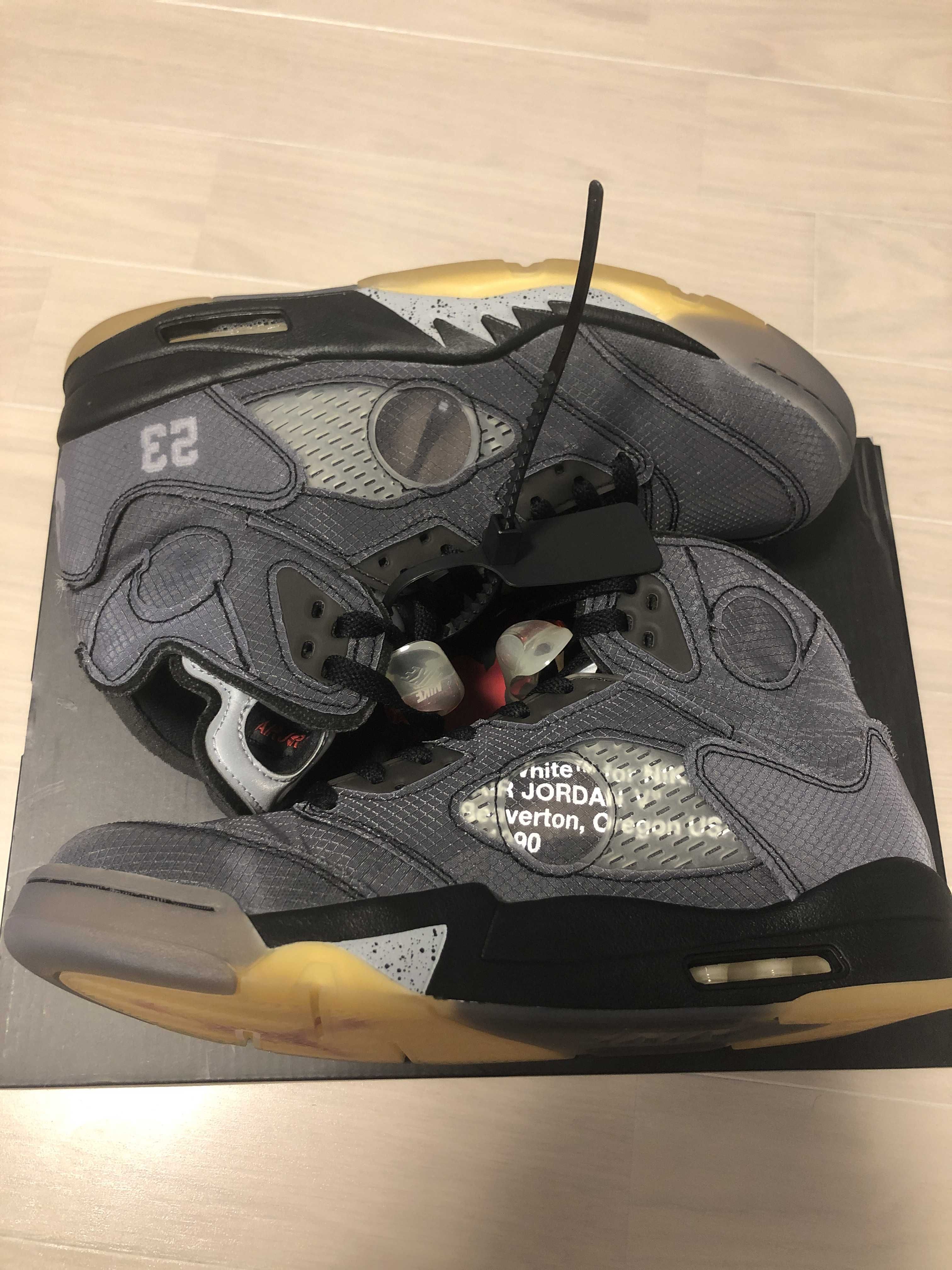 Off-White × Nike Air Jordan 5 "Black/Muslin/Fire Red"