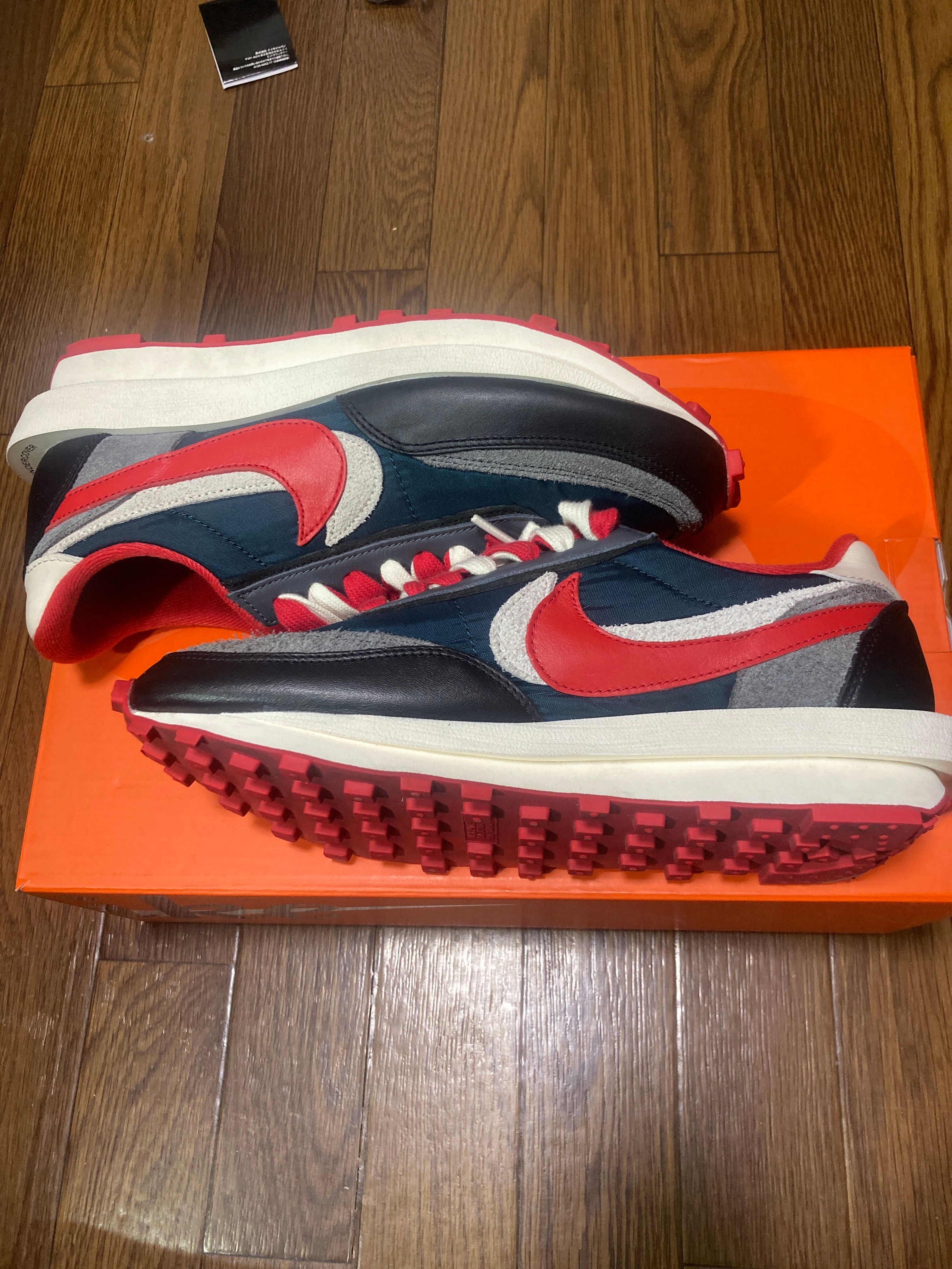 UNDERCOVER × sacai × Nike LD Waffle "Midnight Spruce/Pale Ivory-Dark Grey-University Red"