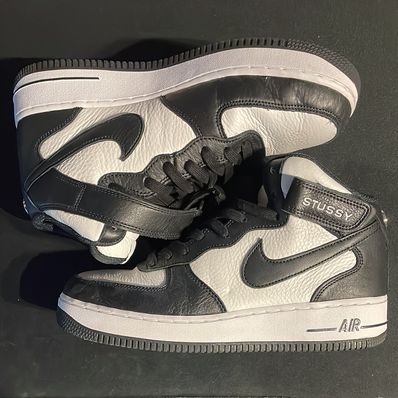 Stussy × Nike Air Force 1 Mid "Black and Light Bone"