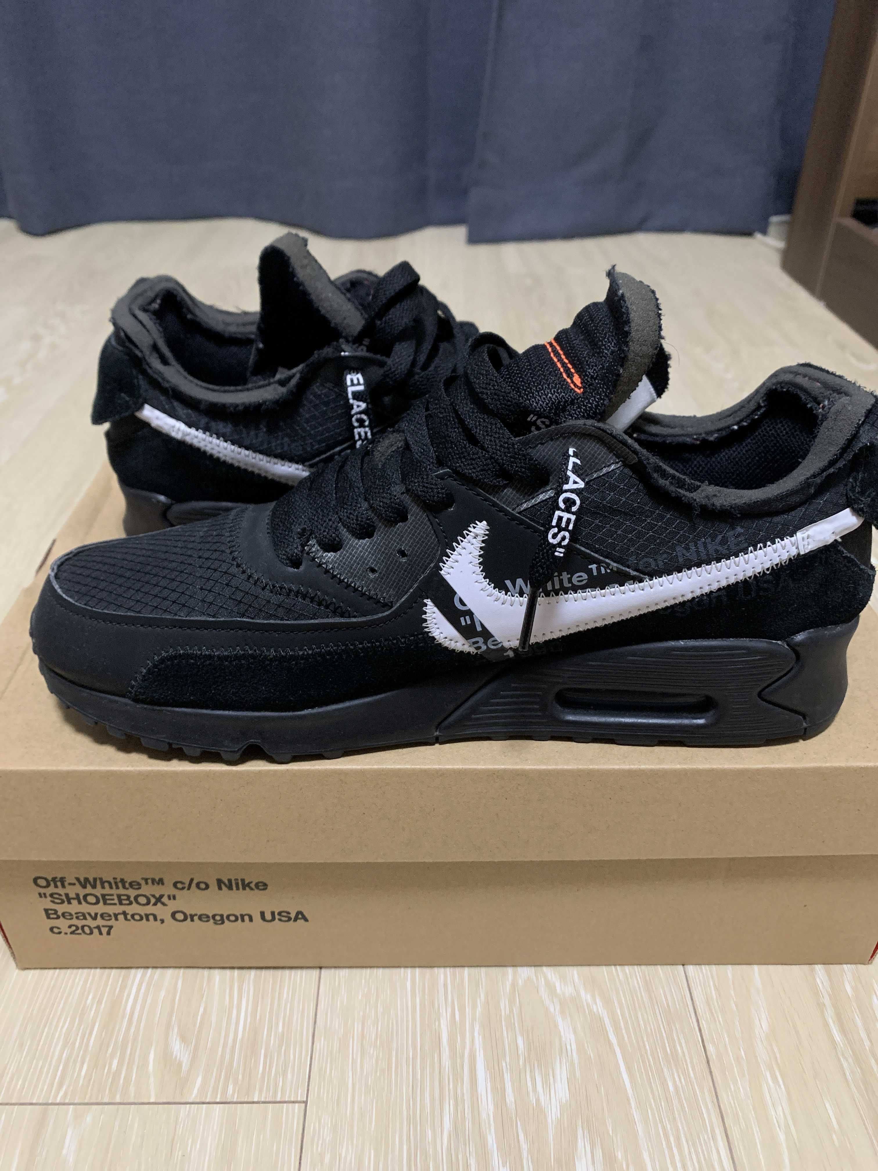 Off-White × Nike Air Max 90 "Black/Black-Cone-White"