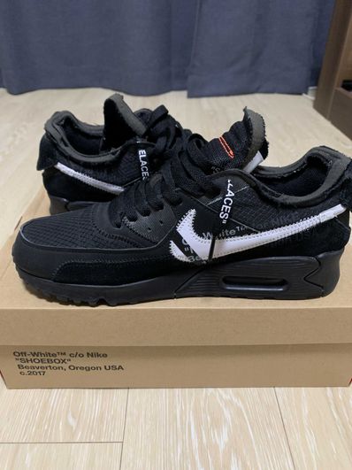 Off-White × Nike Air Max 90 "Black/Black-Cone-White"