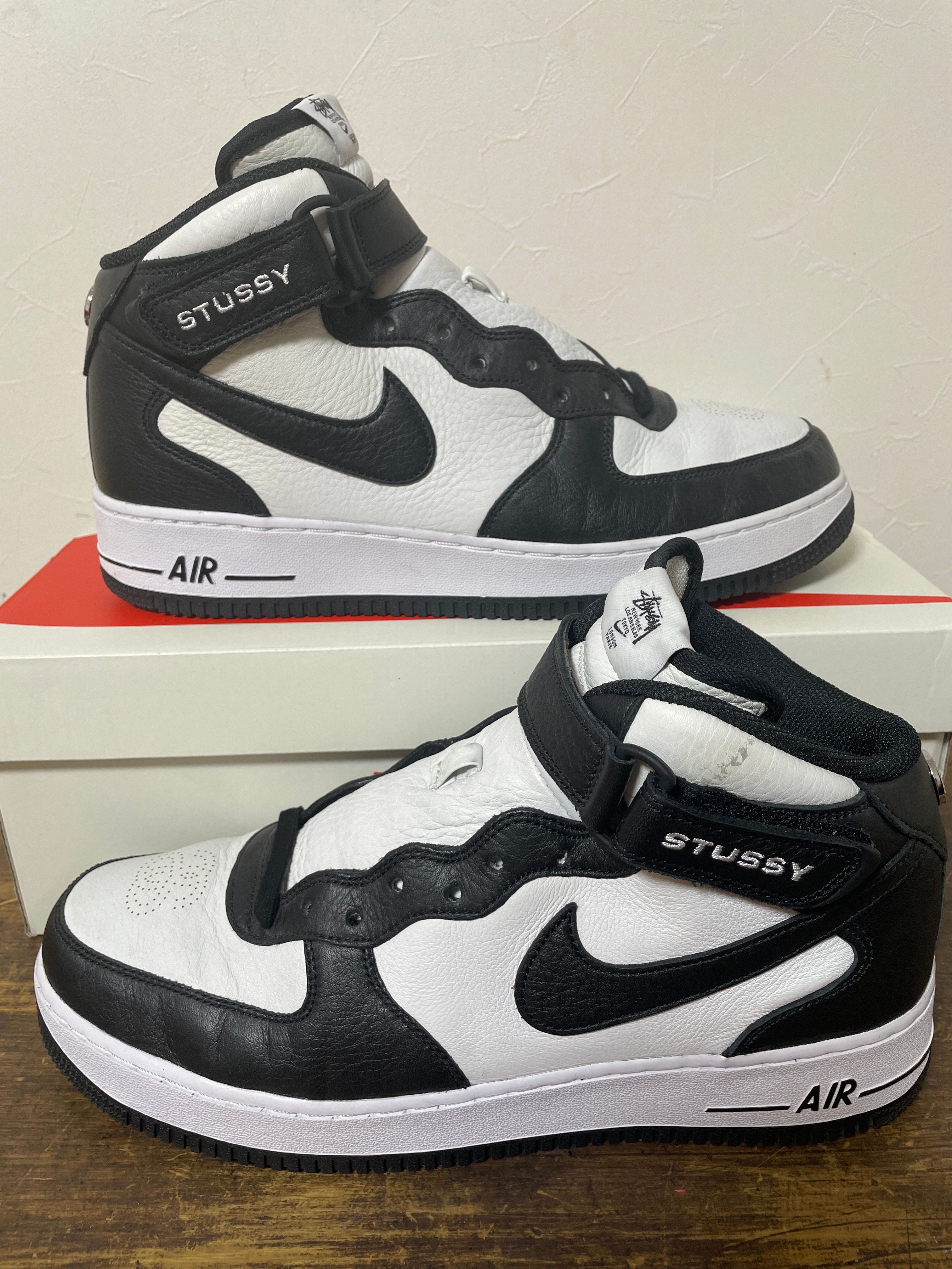 Stussy × Nike Air Force 1 Mid "Black and Light Bone"