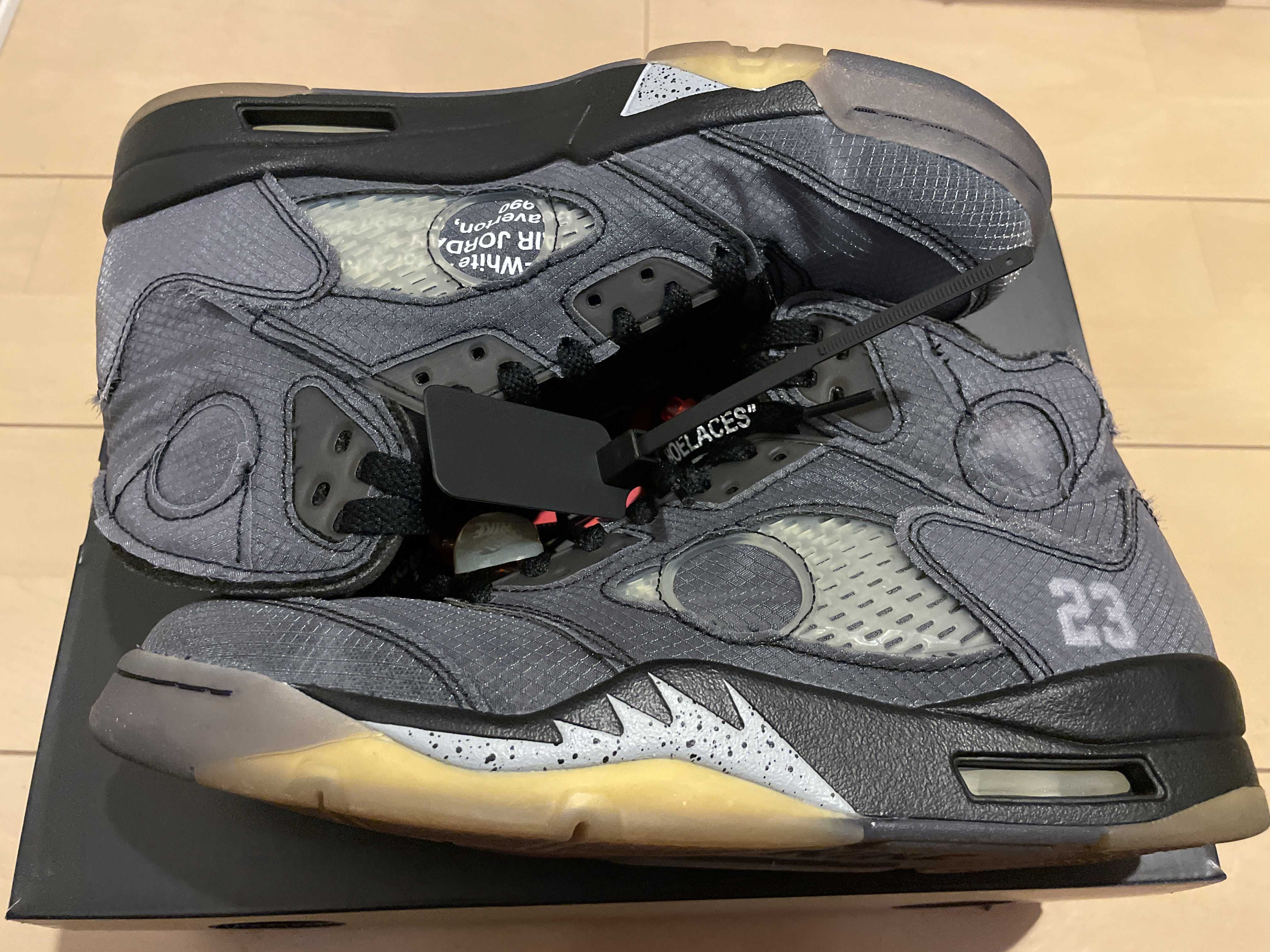 Off-White × Nike Air Jordan 5 "Black/Muslin/Fire Red"