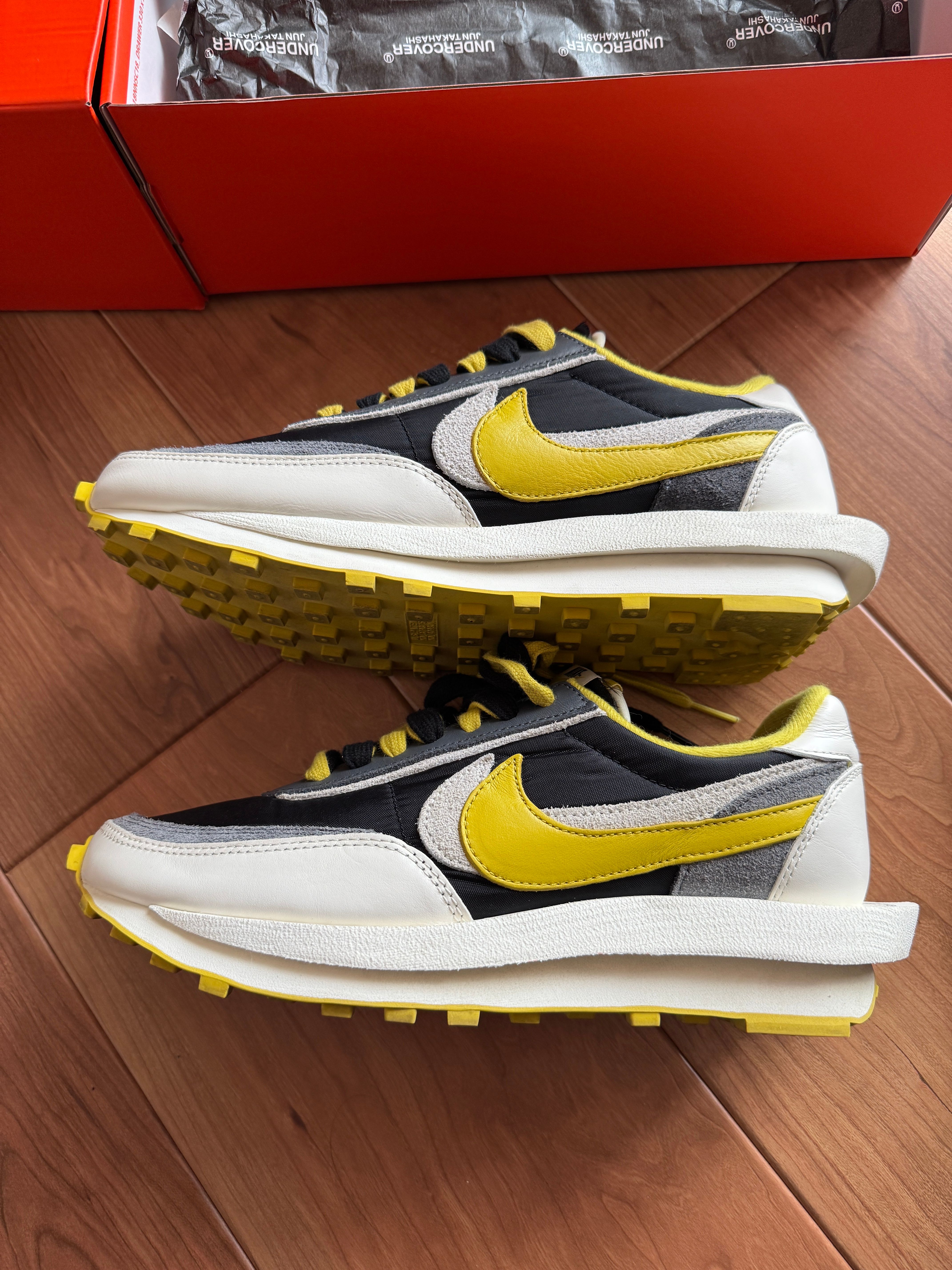 UNDERCOVER × sacai × Nike LD Waffle "Black/Sail-Dark Grey-Bright Citron"