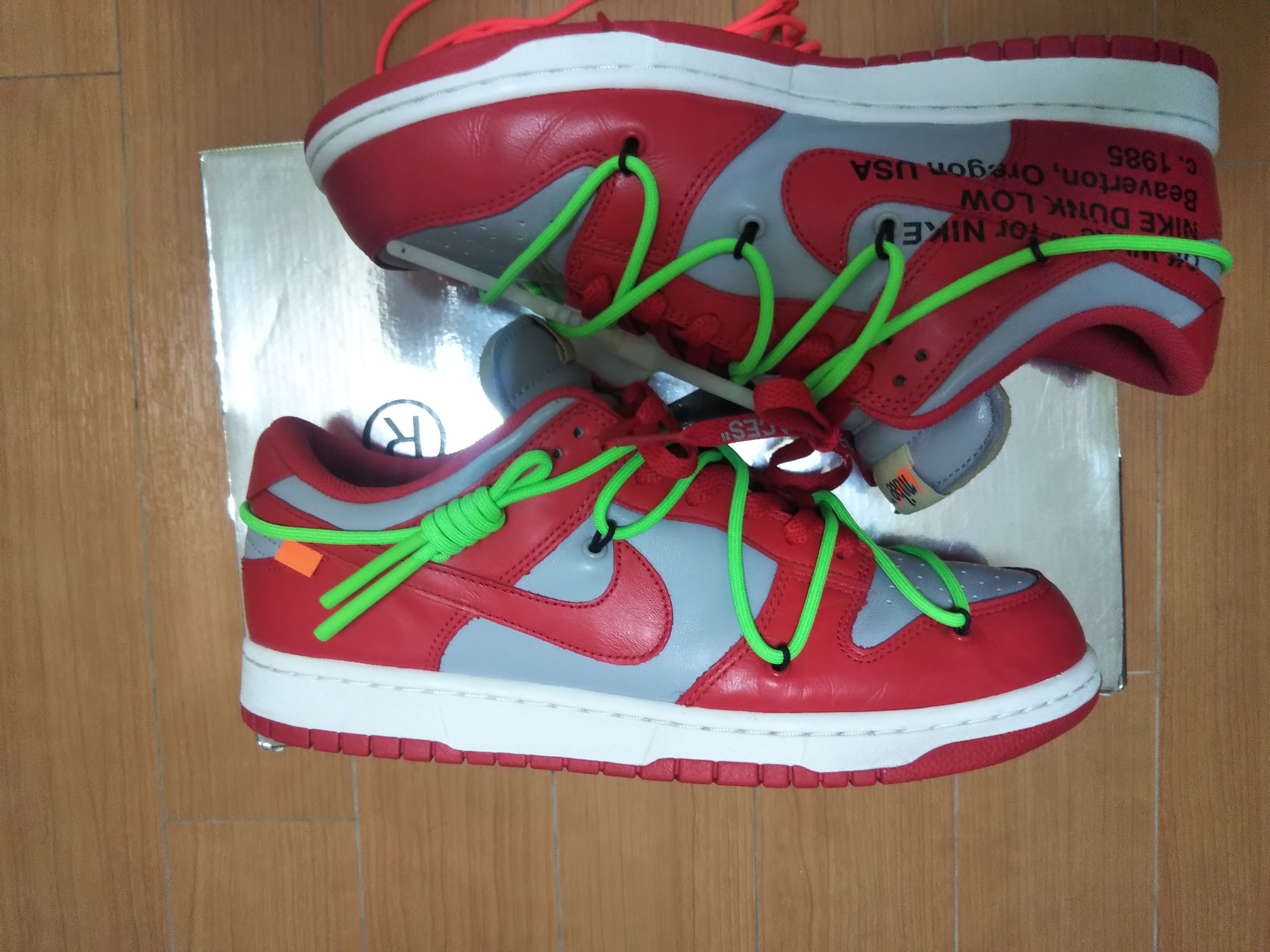 Off-White × Nike Dunk Low "University Red/Wolf Grey"