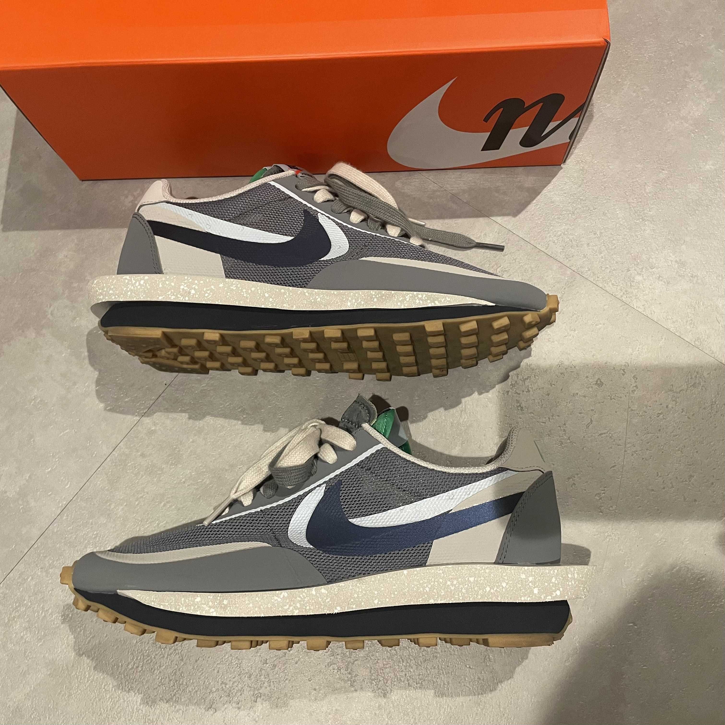 CLOT × Sacai × Nike LD Waffle "Grey Obsidian/Cool Grey"