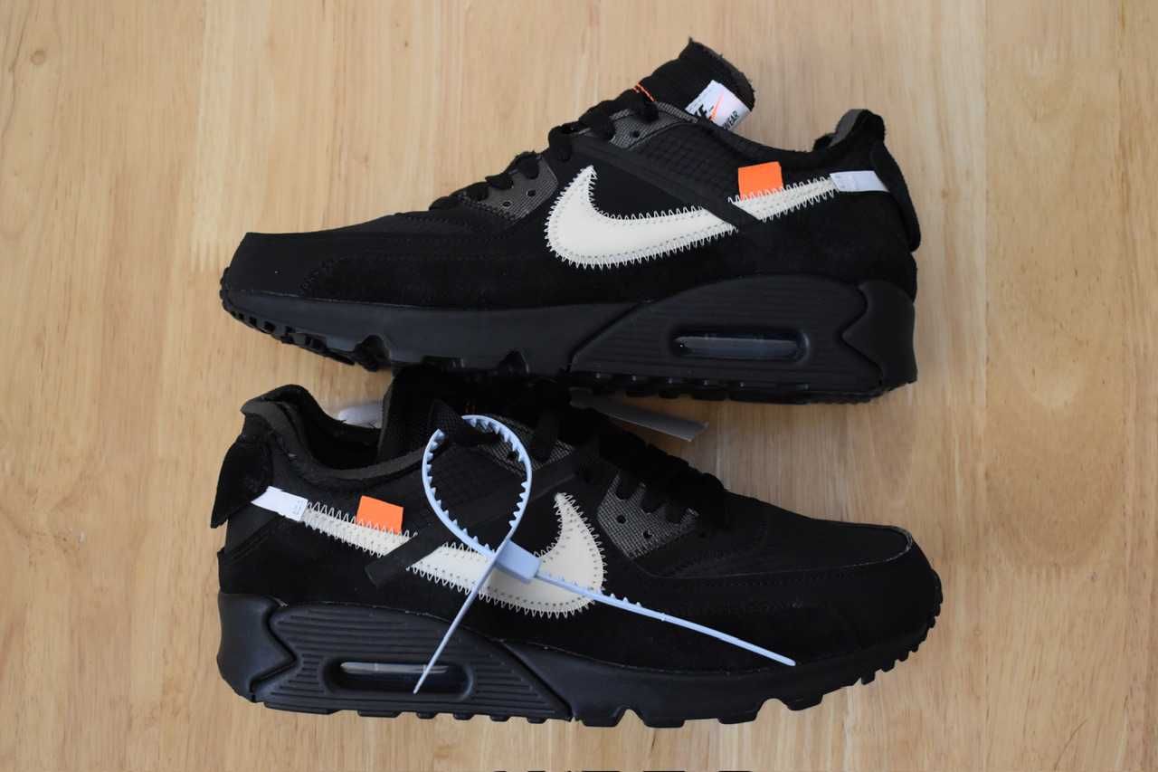 Off-White × Nike Air Max 90 "Black/Black-Cone-White"