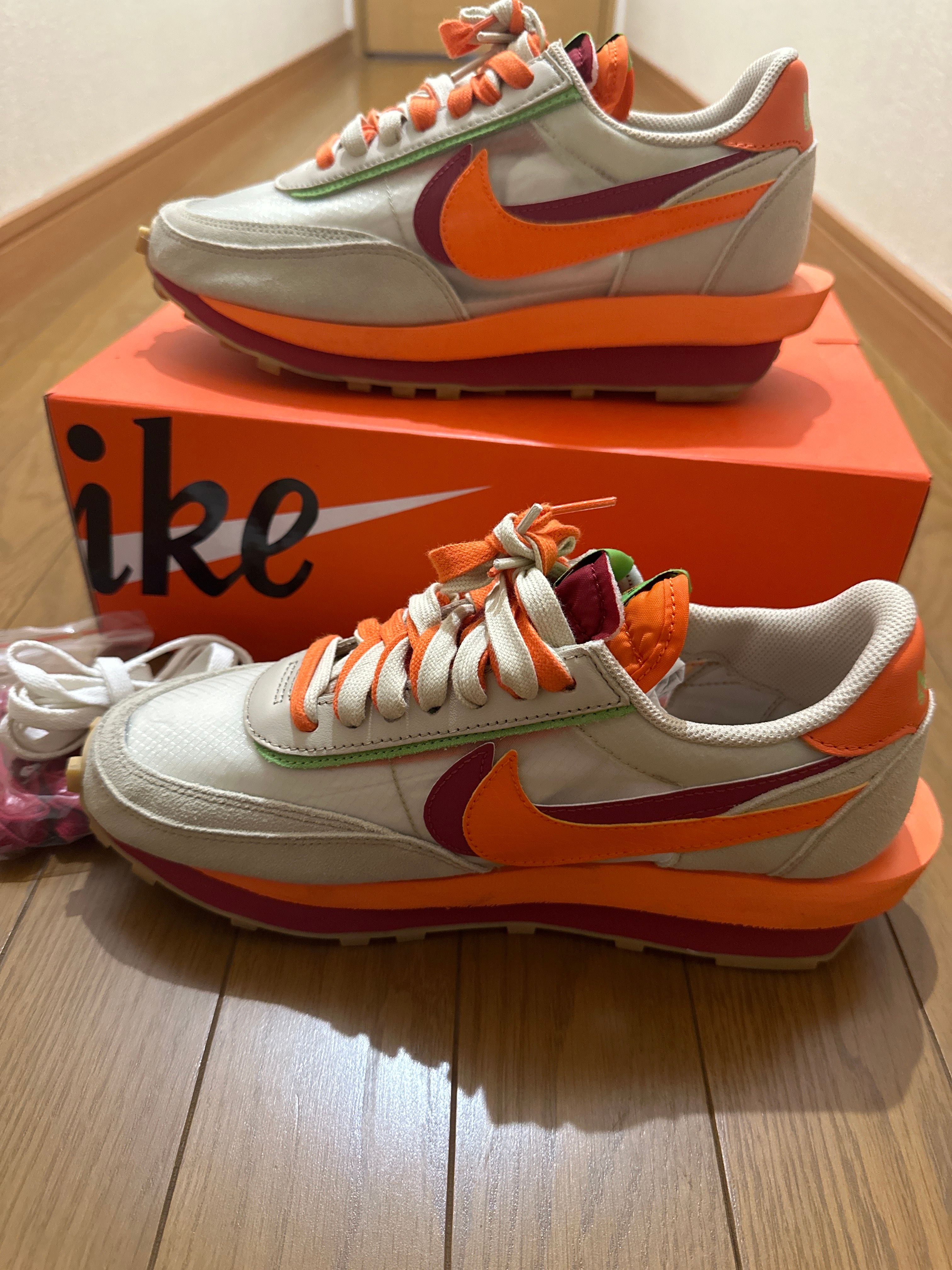 CLOT × Sacai × Nike LD Waffle "Orange Blaze"