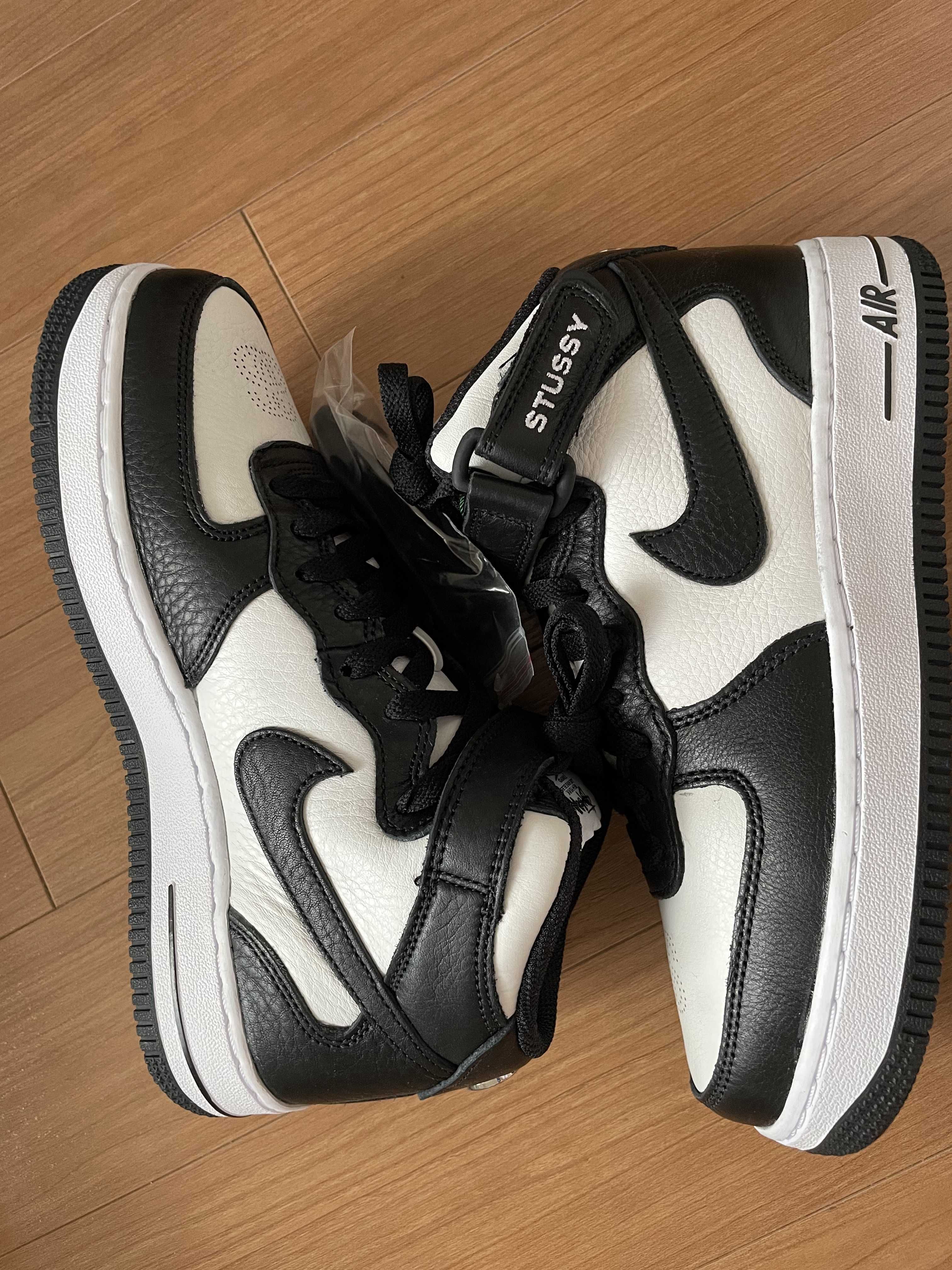 Stussy × Nike Air Force 1 Mid "Black and Light Bone"