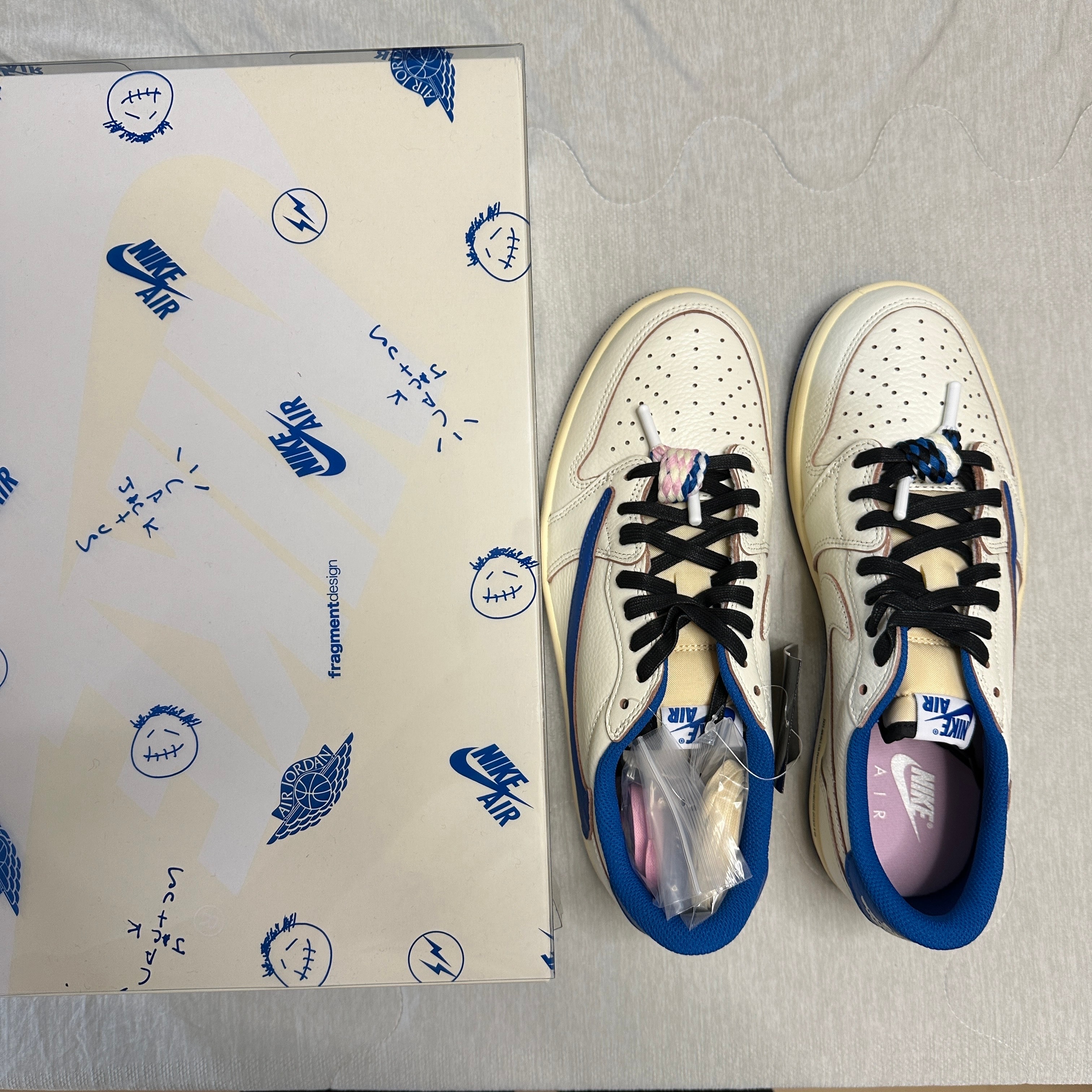 Travis Scott × fragment design × Nike Air Jordan 1 Low OG "Sail/Military Blue"