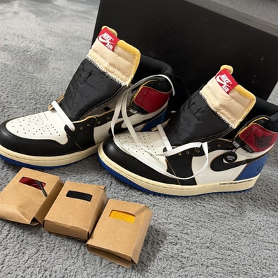 fragment design × UNION × Nike Air Jordan 1 High OG "Black/Varsity Red"