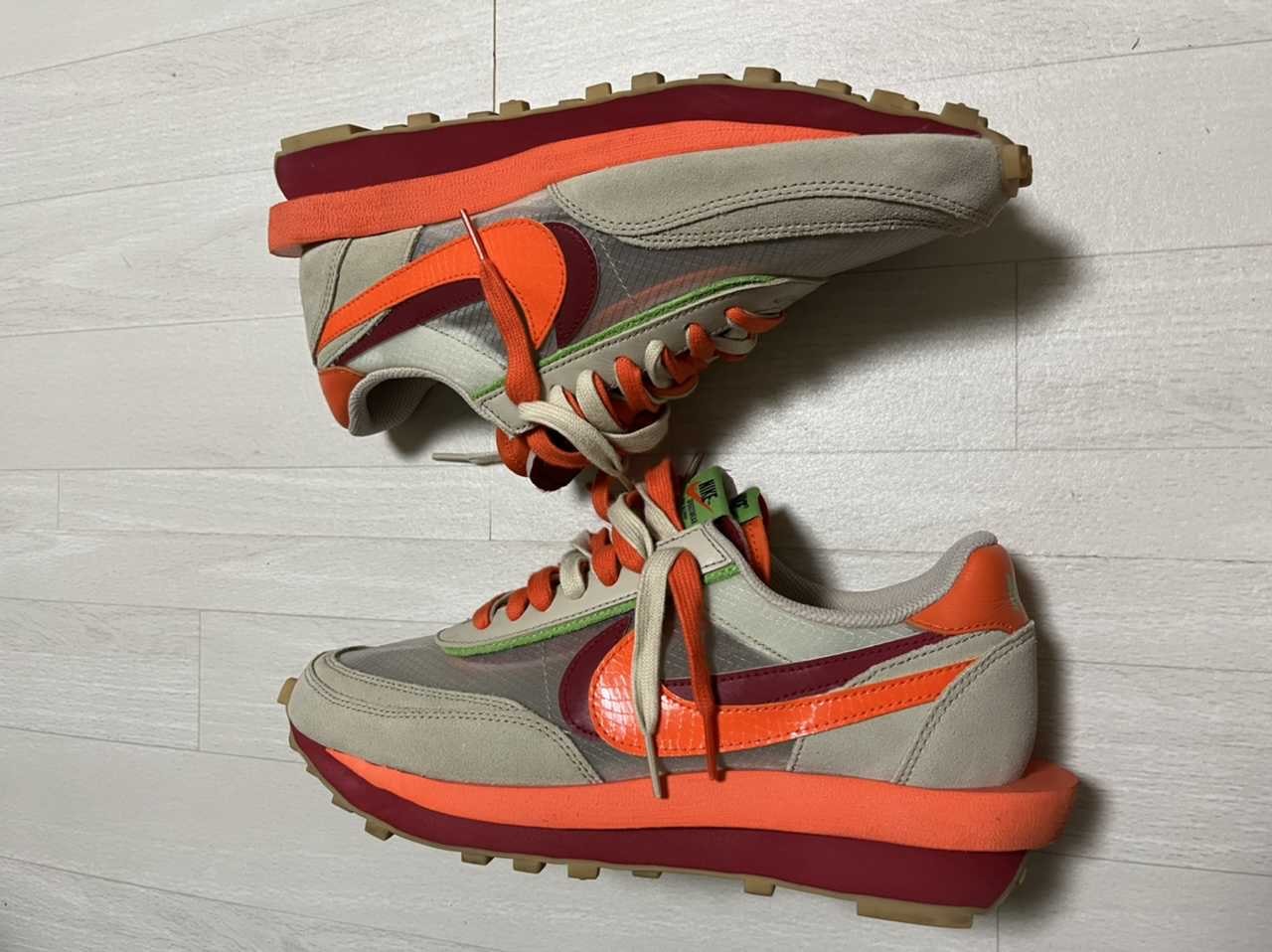 CLOT × Sacai × Nike LD Waffle "Orange Blaze"