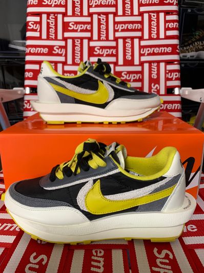 UNDERCOVER × sacai × Nike LD Waffle "Black/Sail-Dark Grey-Bright Citron"