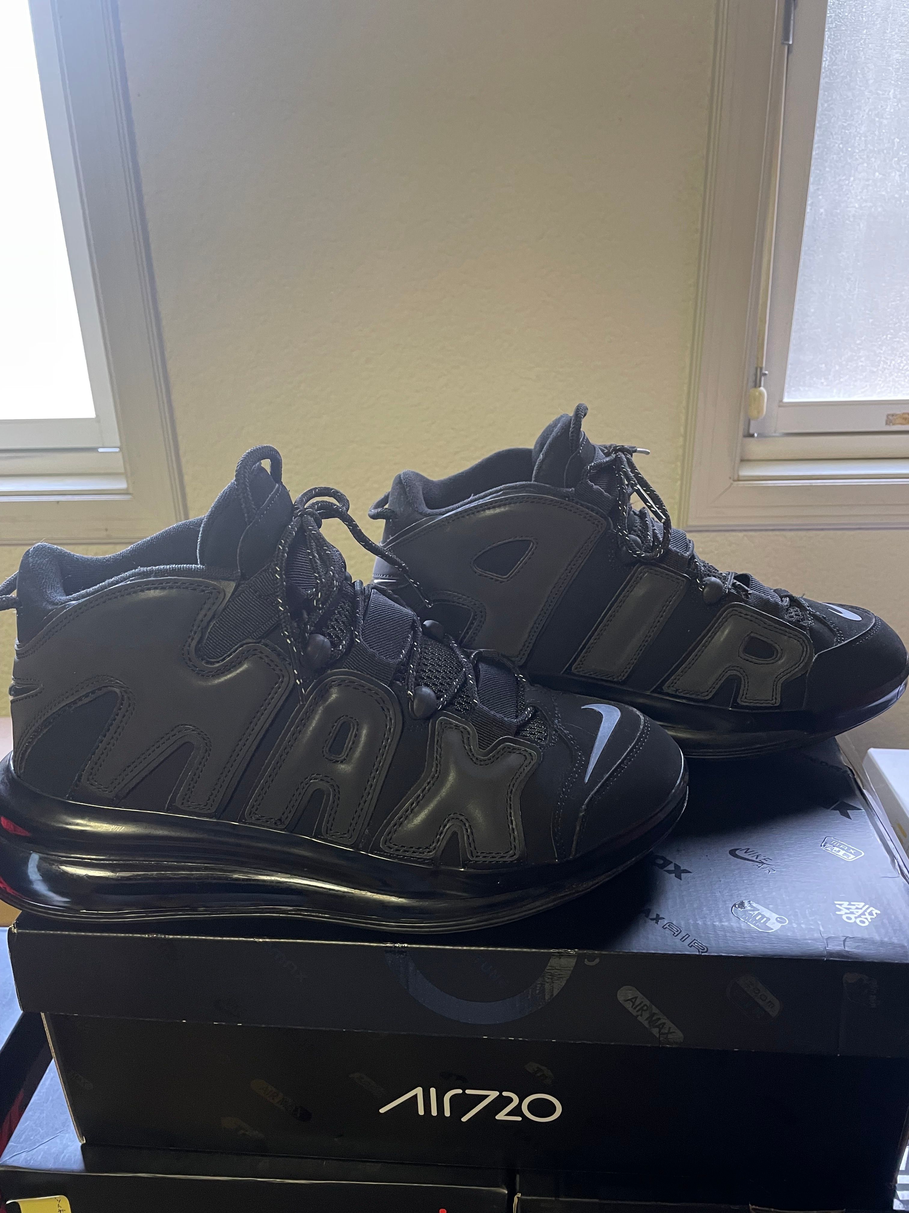 NIKE AIR MORE UPTEMPO 720 BLACK / METALLIC BLACK