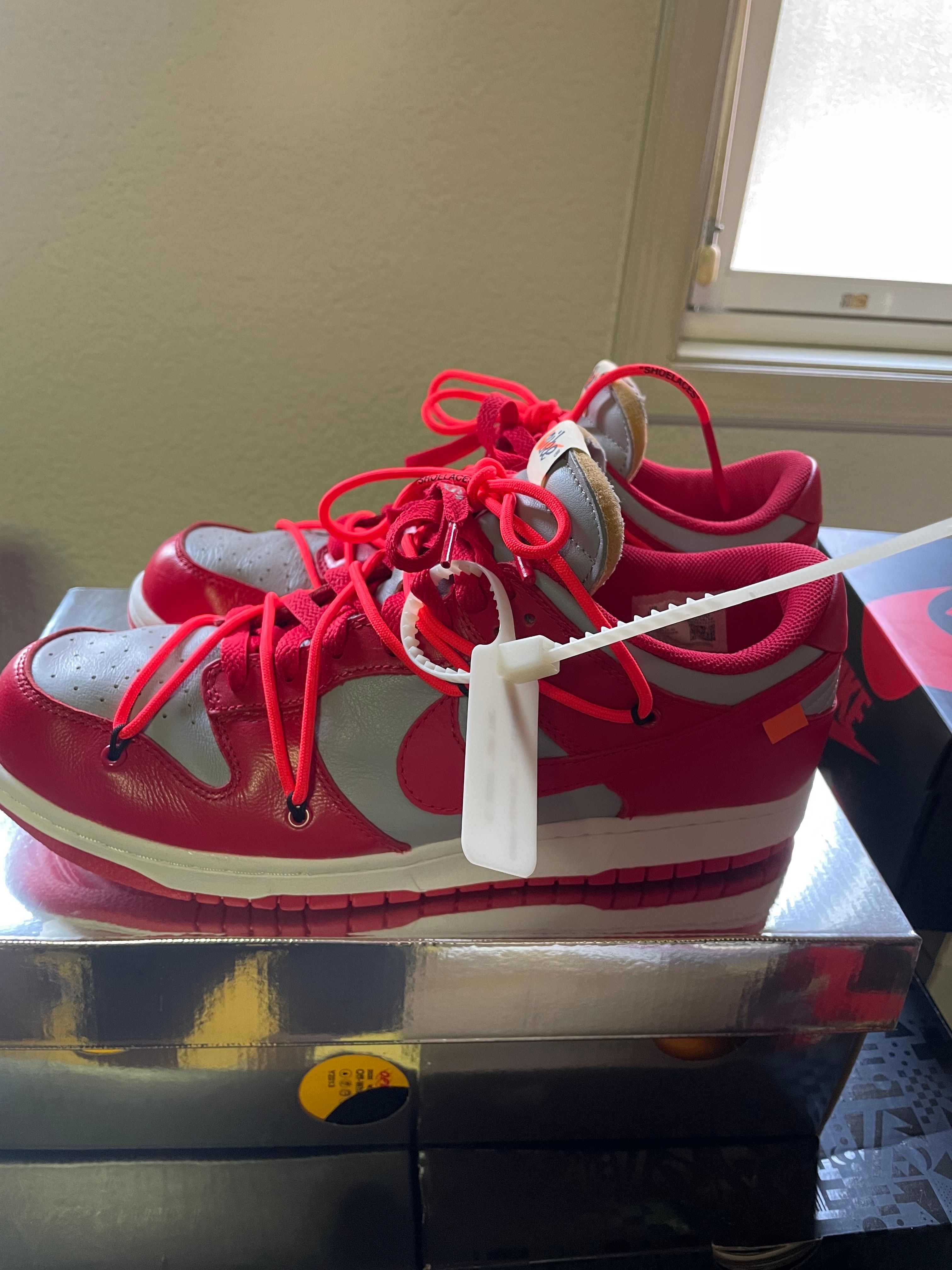 Off-White × Nike Dunk Low "University Red/Wolf Grey"