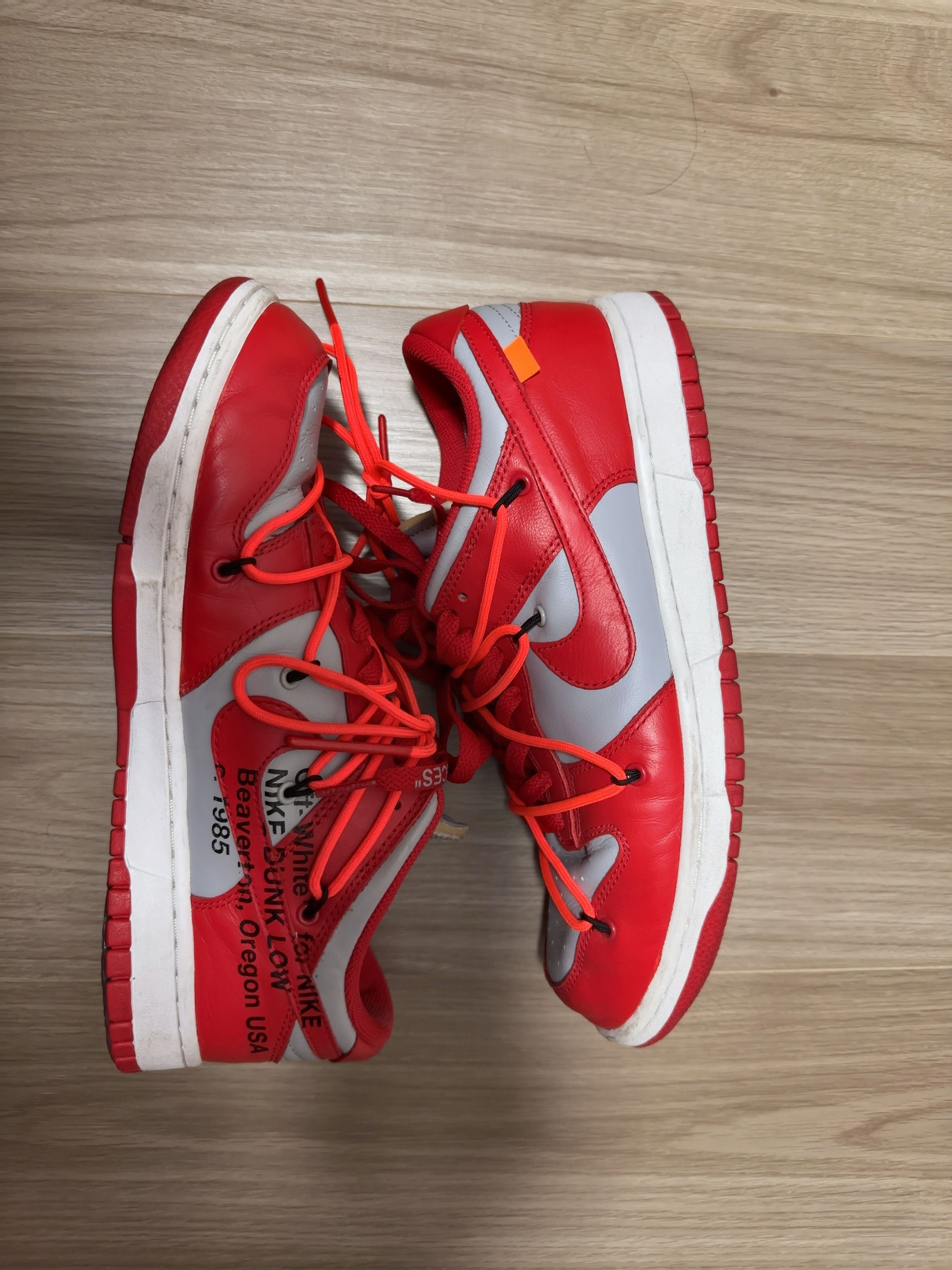 Off-White × Nike Dunk Low "University Red/Wolf Grey"