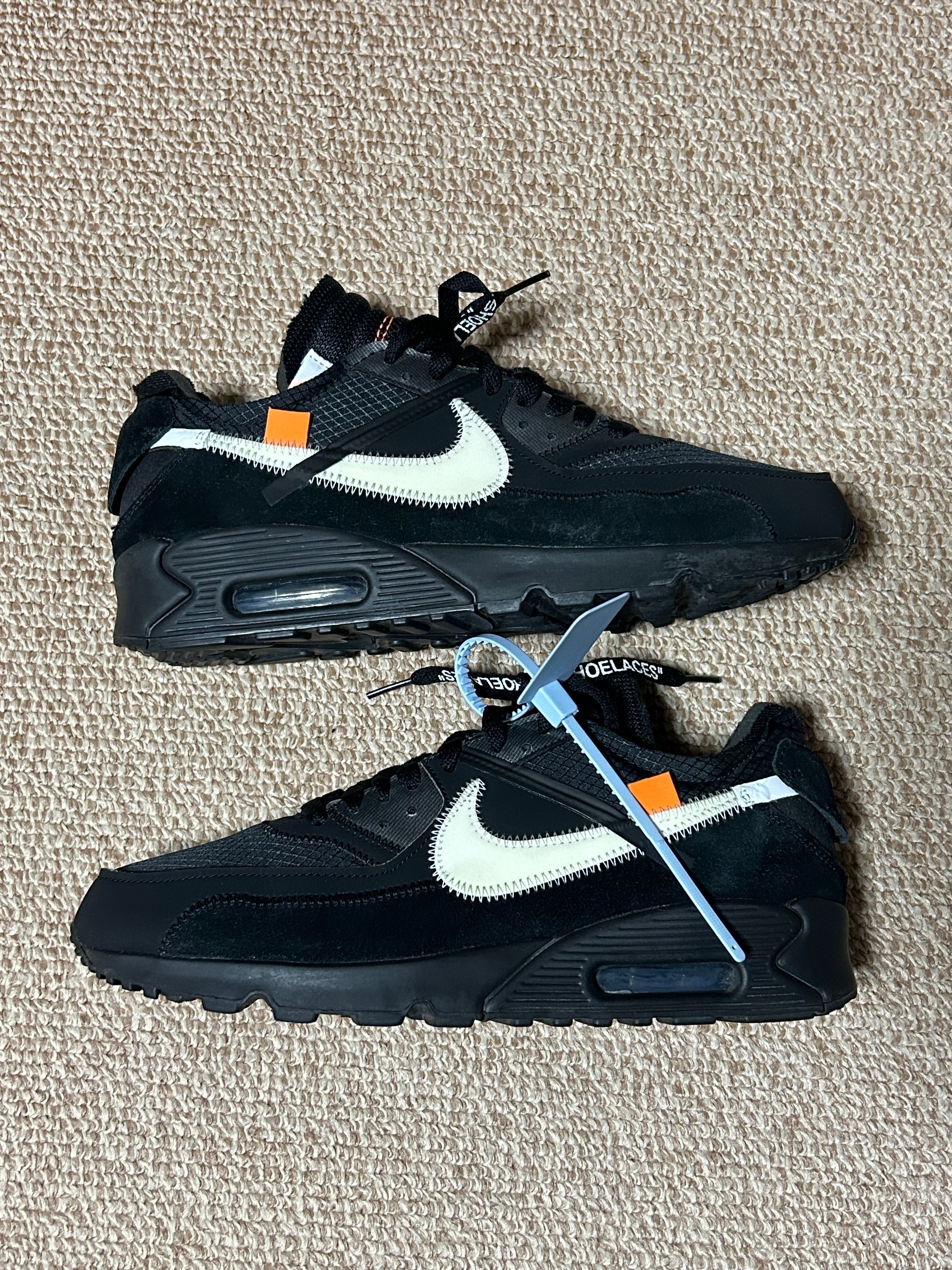Off-White × Nike Air Max 90 "Black/Black-Cone-White"