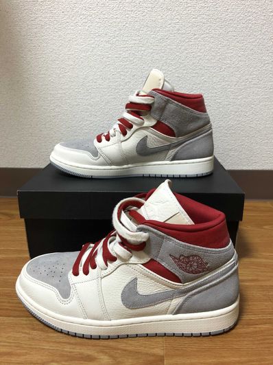 SNS×NIKE AIR JORDAN 1 MID "GREY/RED"