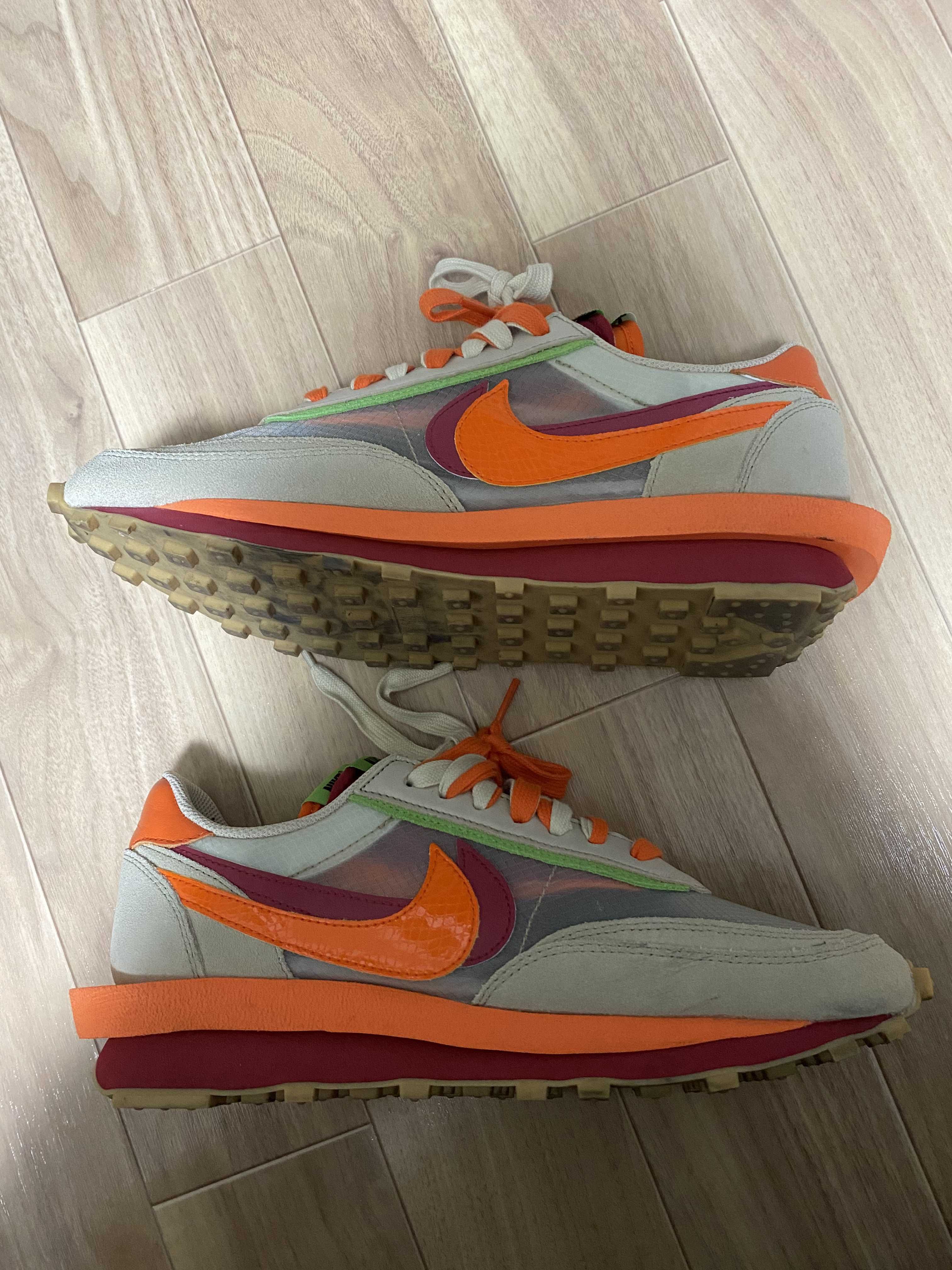 CLOT × Sacai × Nike LD Waffle "Orange Blaze"