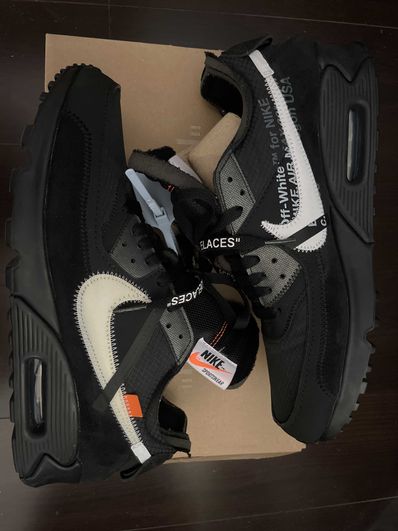Off-White × Nike Air Max 90 "Black/Black-Cone-White"
