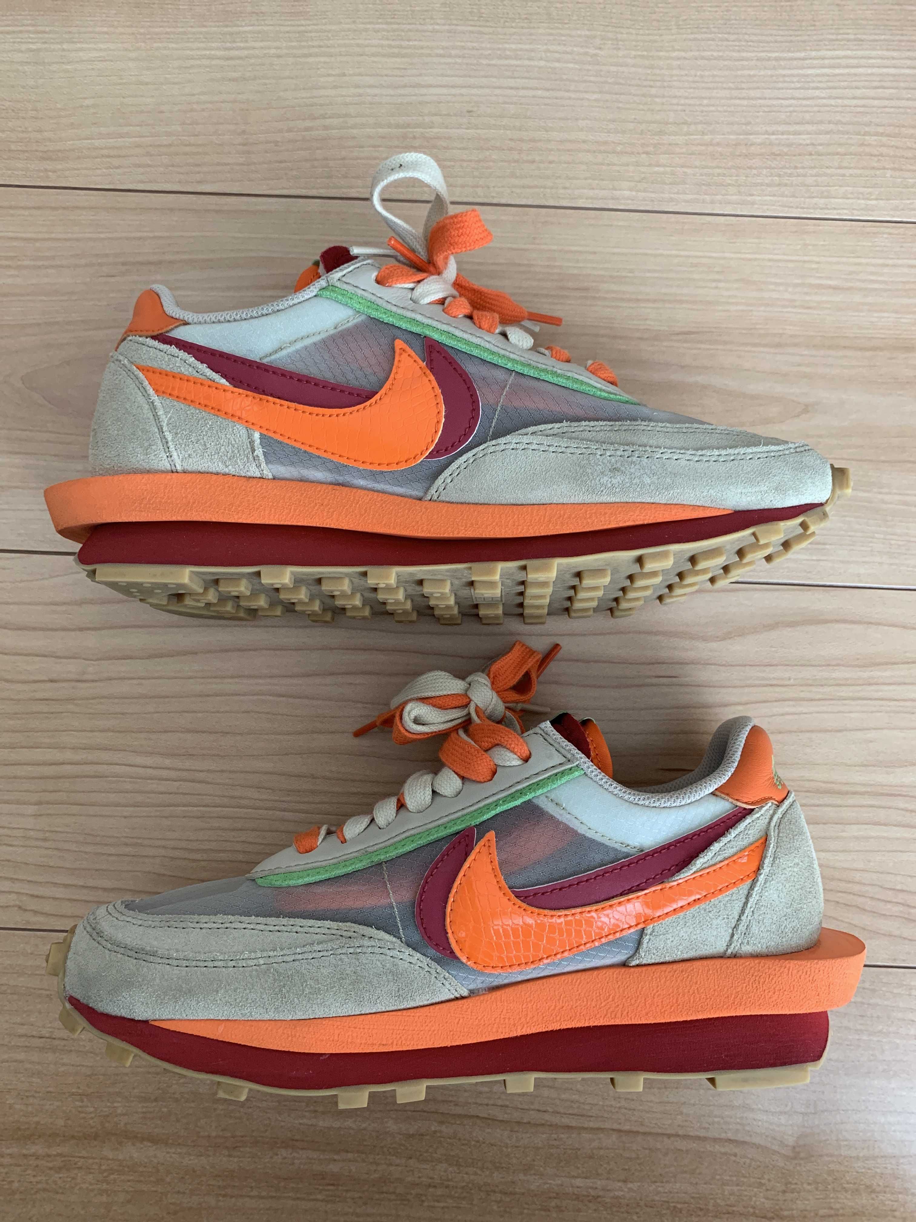 CLOT × Sacai × Nike LD Waffle "Orange Blaze"