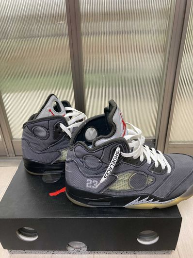 Off-White × Nike Air Jordan 5 "Black/Muslin/Fire Red"