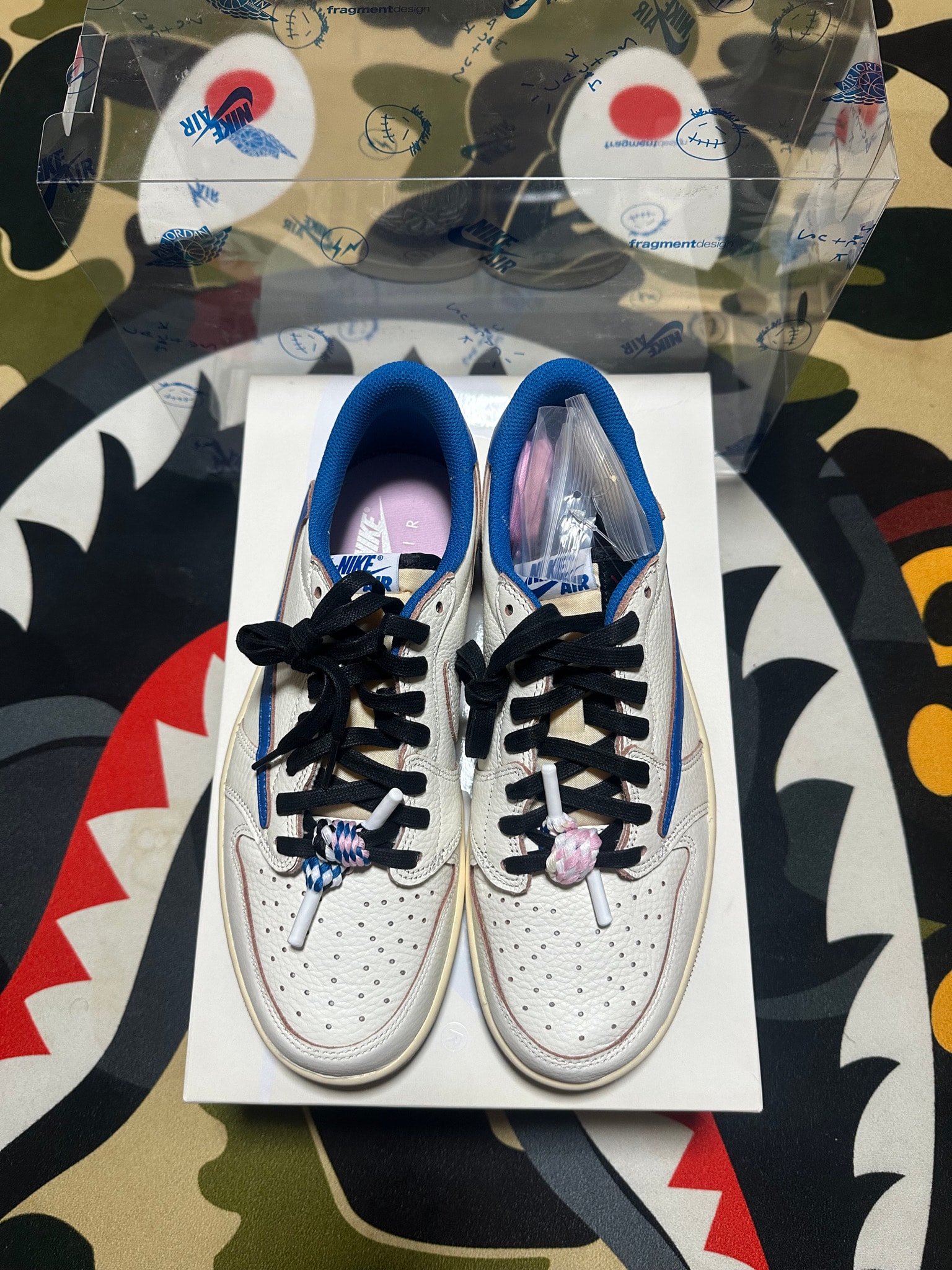 Travis Scott × fragment design × Nike Air Jordan 1 Low OG "Sail/Military Blue"