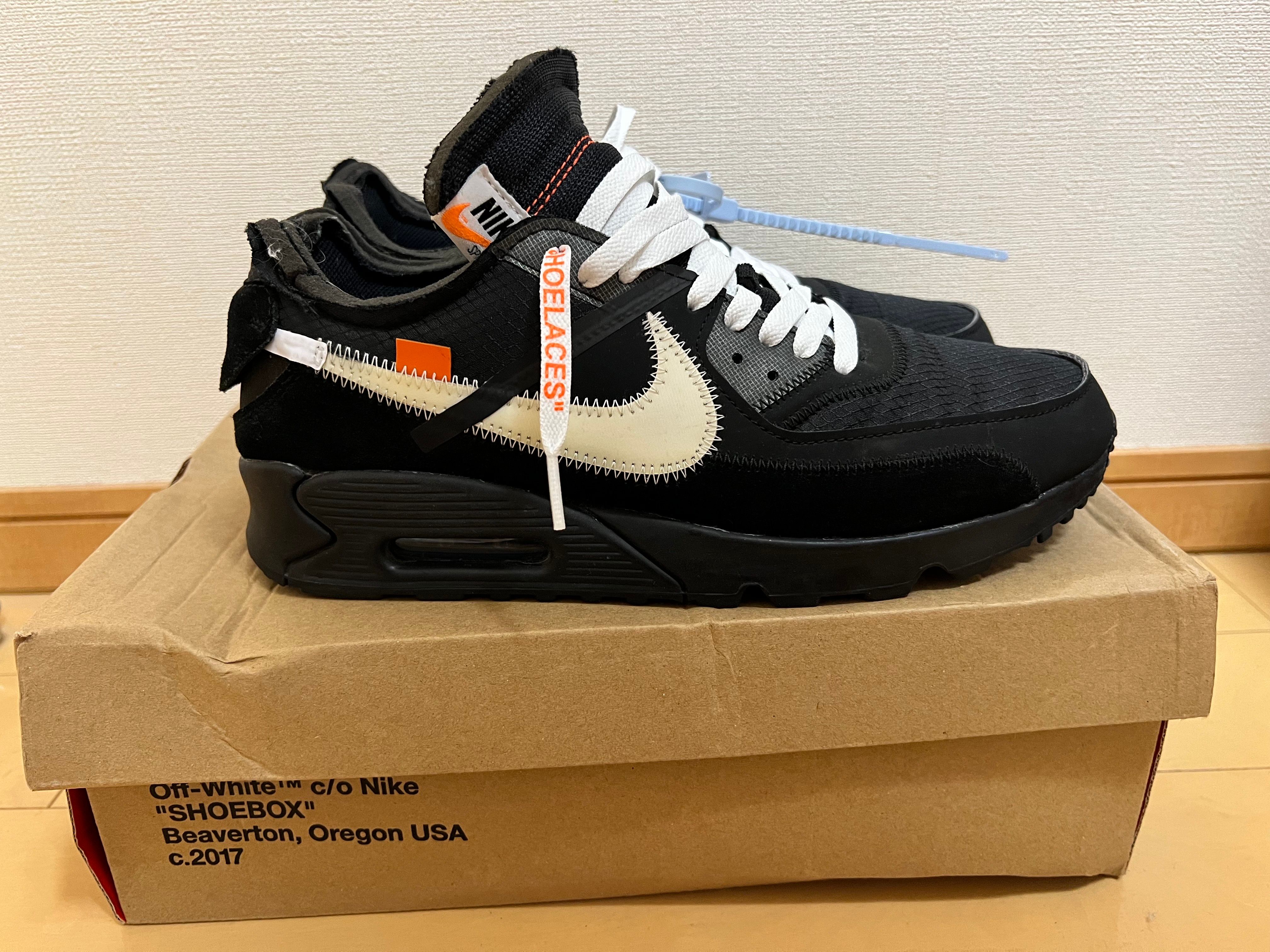 Off-White × Nike Air Max 90 "Black/Black-Cone-White"