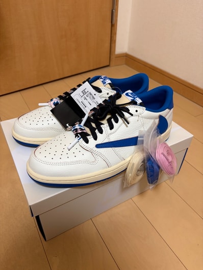 Travis Scott × fragment design × Nike Air Jordan 1 Low OG "Sail/Military Blue"