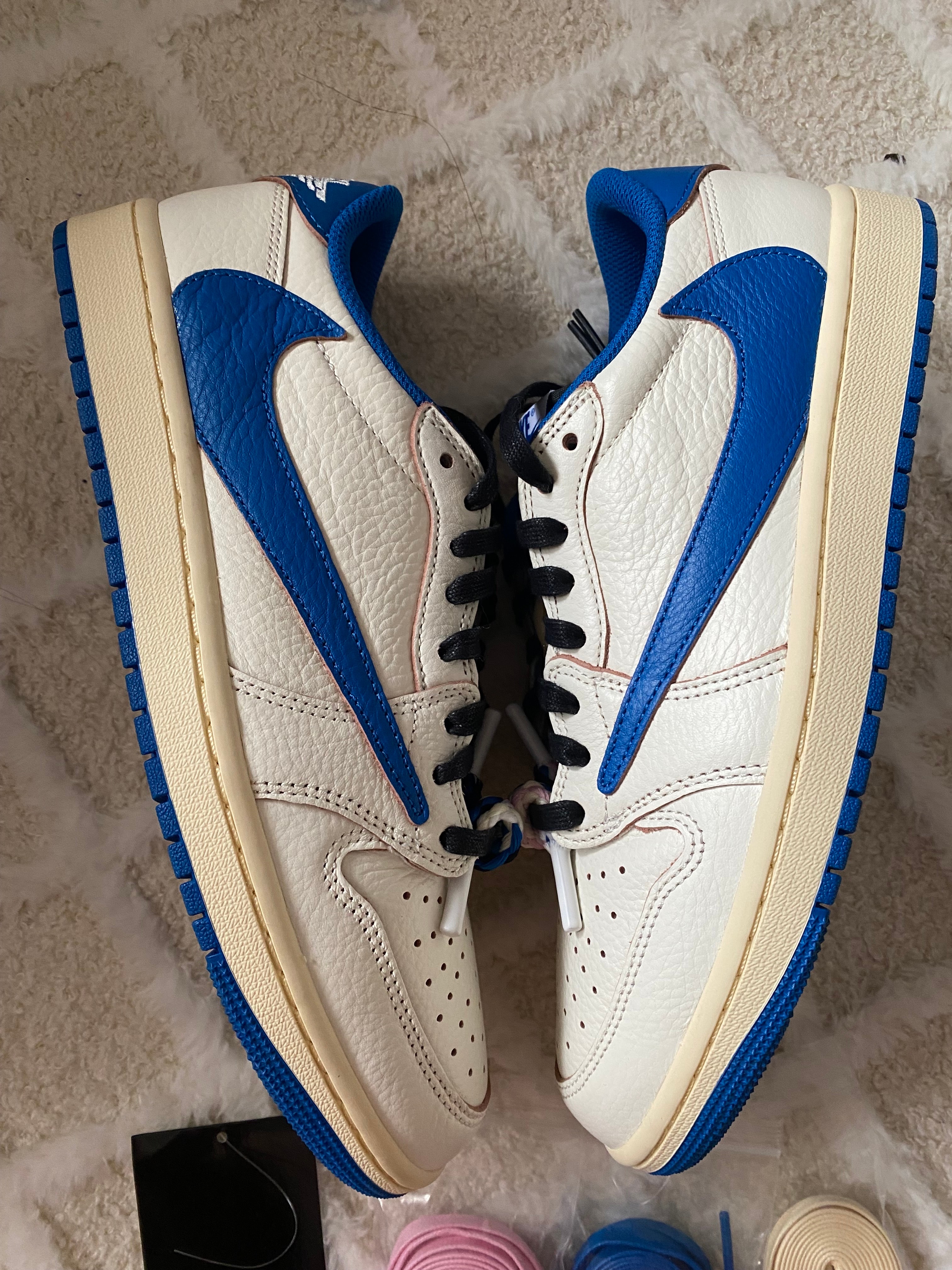 Travis Scott × fragment design × Nike Air Jordan 1 Low OG "Sail/Military Blue"