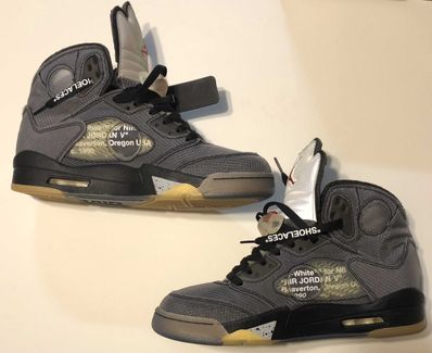 Off-White × Nike Air Jordan 5 "Black/Muslin/Fire Red"