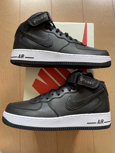 Stussy × Nike Air Force 1 Mid "Black/Black"