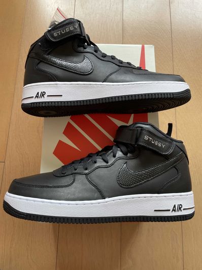 Stussy × Nike Air Force 1 Mid "Black/Black"