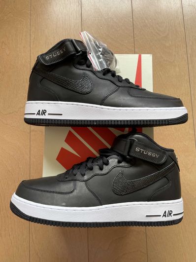 Stussy × Nike Air Force 1 Mid "Black/Black"