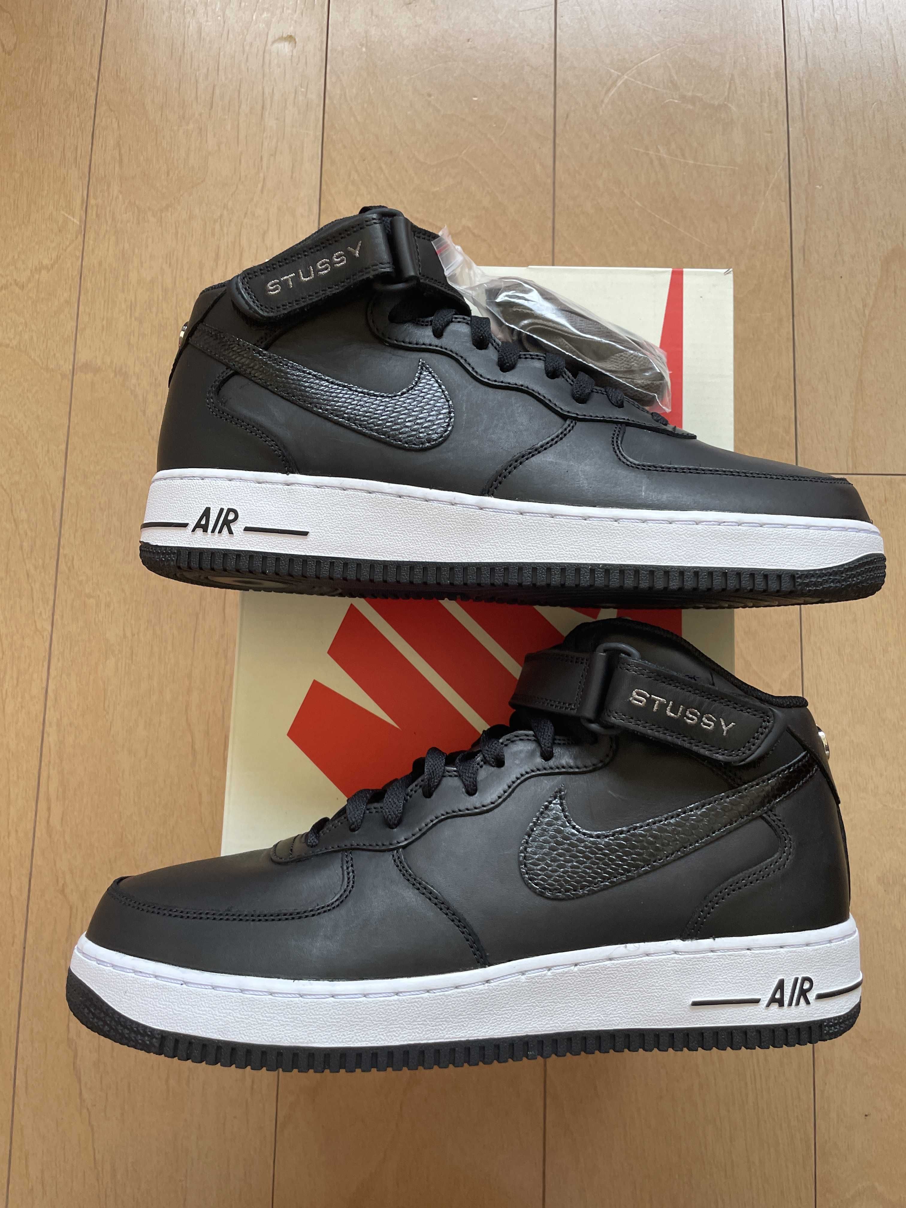Stussy × Nike Air Force 1 Mid "Black/Black"