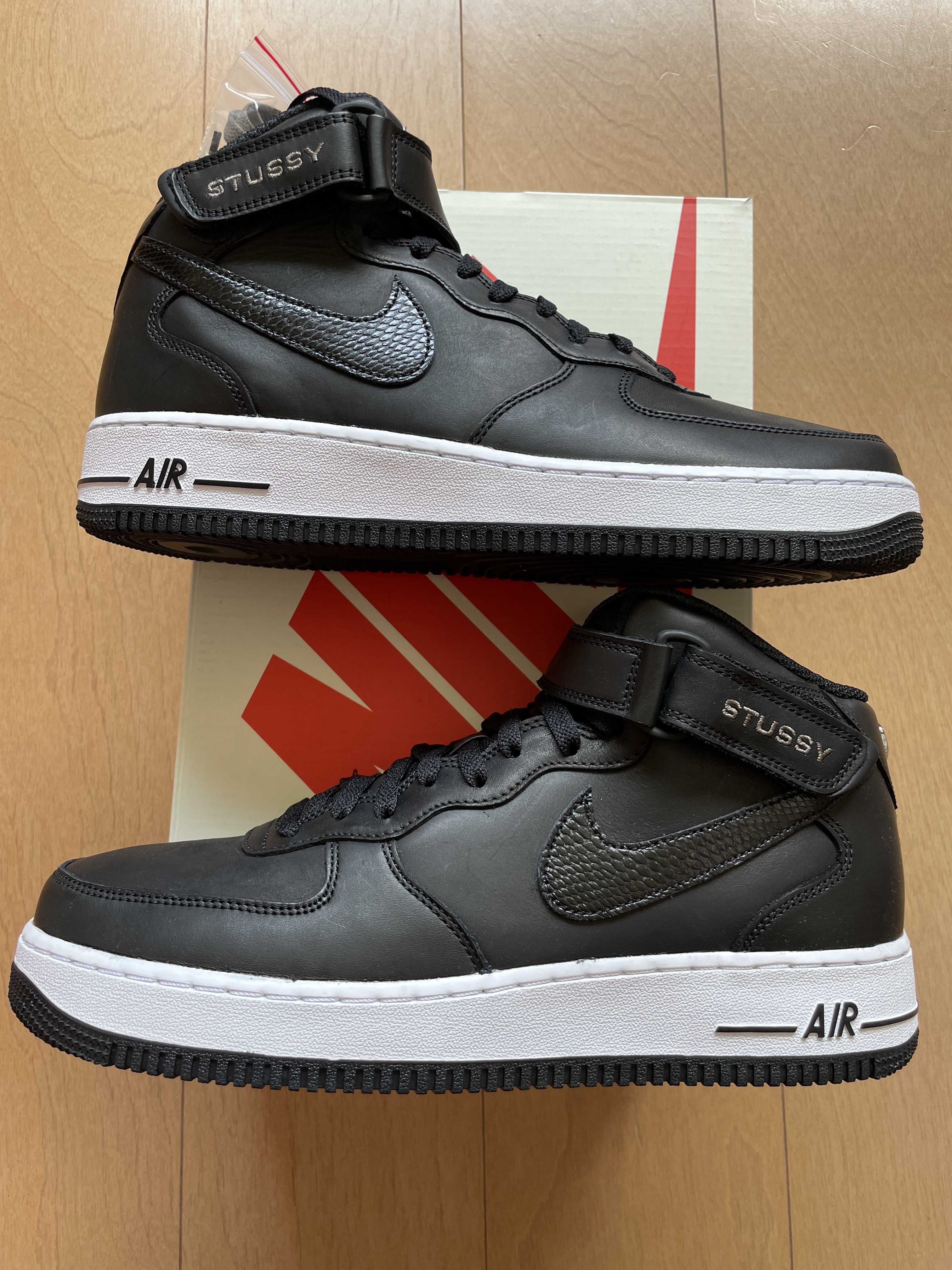 Stussy × Nike Air Force 1 Mid "Black/Black"