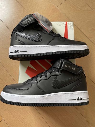 Stussy × Nike Air Force 1 Mid "Black/Black"