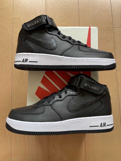 Stussy × Nike Air Force 1 Mid "Black/Black"