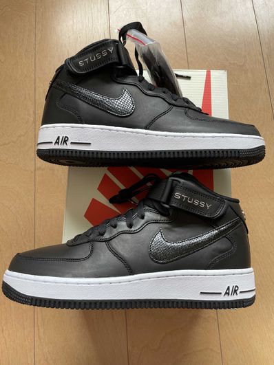 Stussy × Nike Air Force 1 Mid "Black/Black"