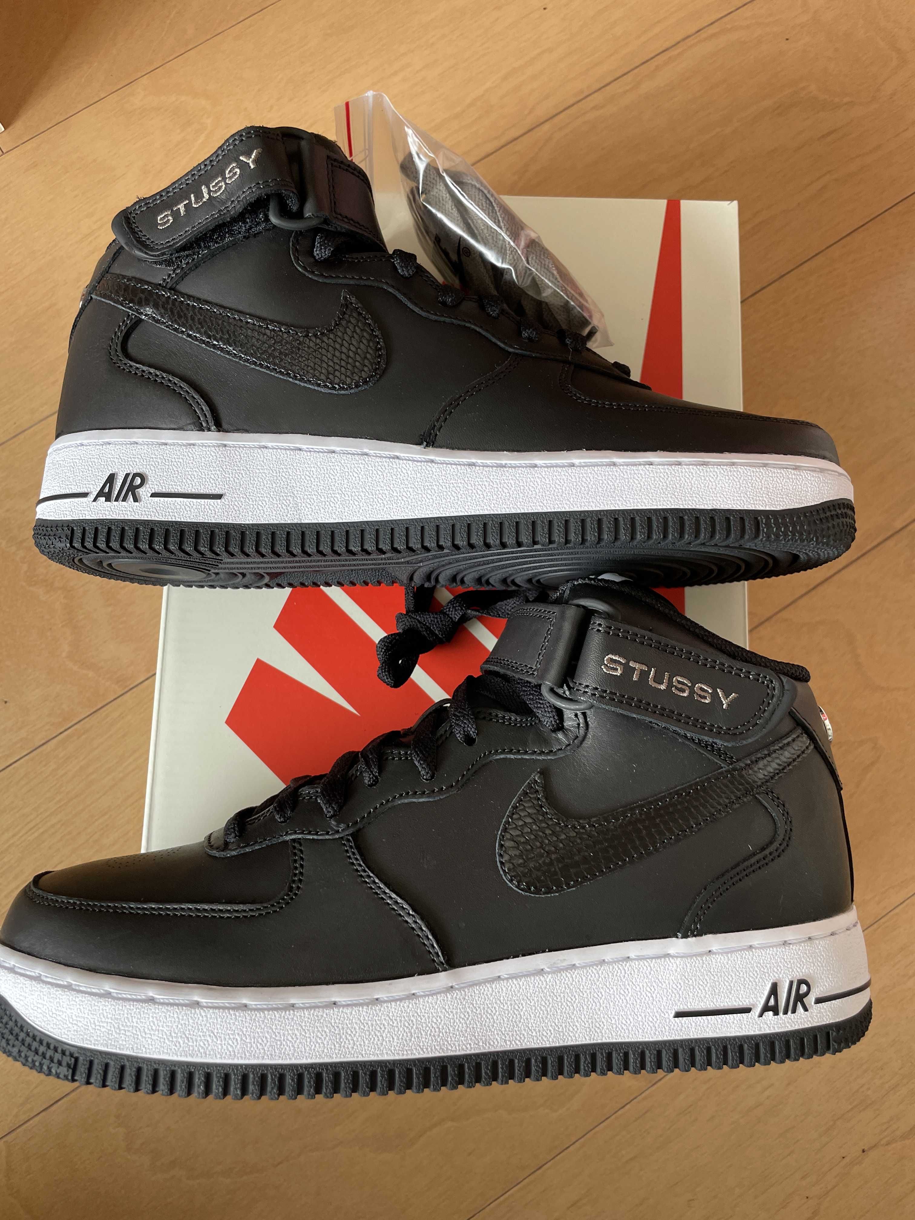 Stussy × Nike Air Force 1 Mid "Black/Black"