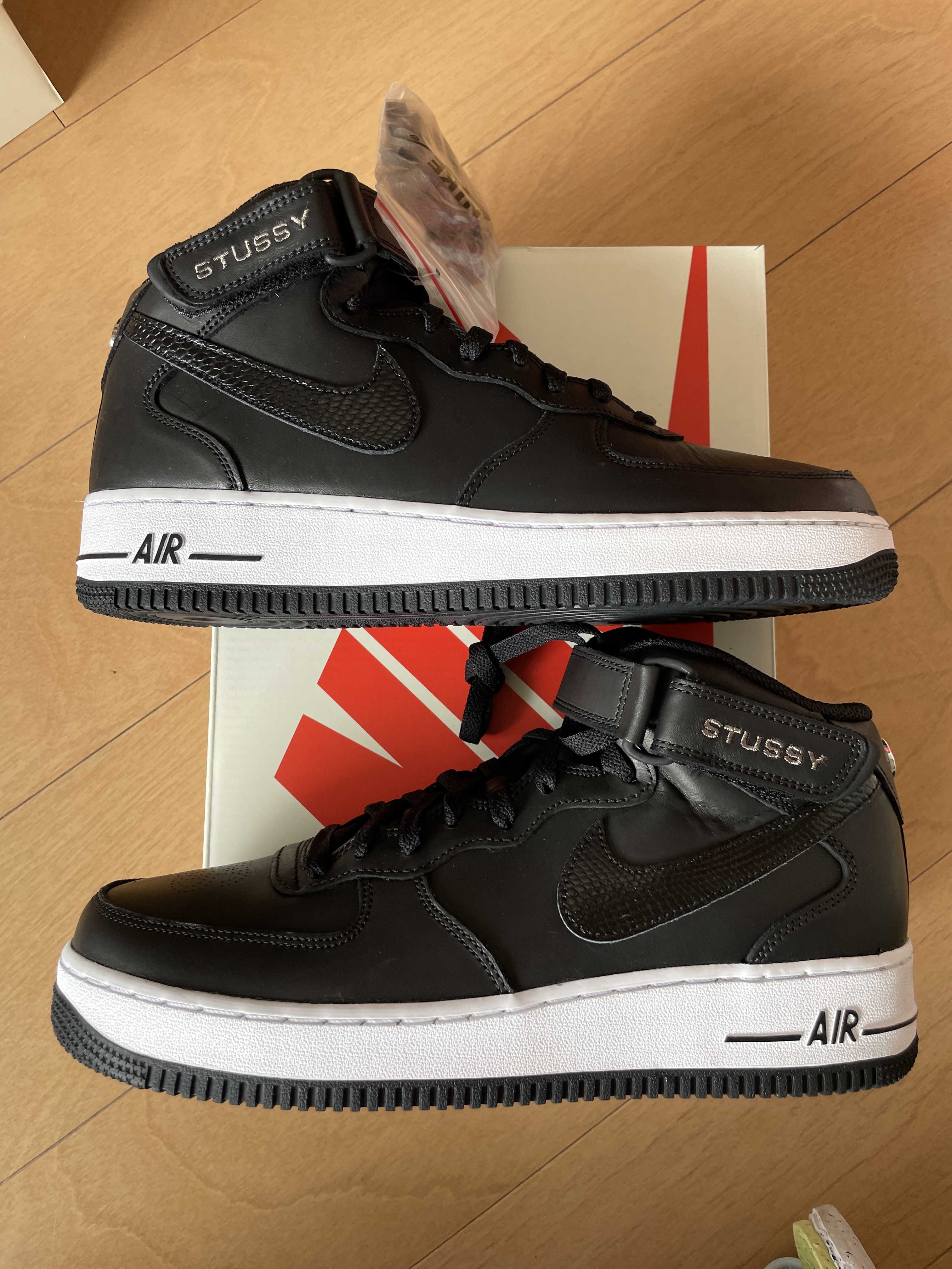 Stussy × Nike Air Force 1 Mid "Black/Black"