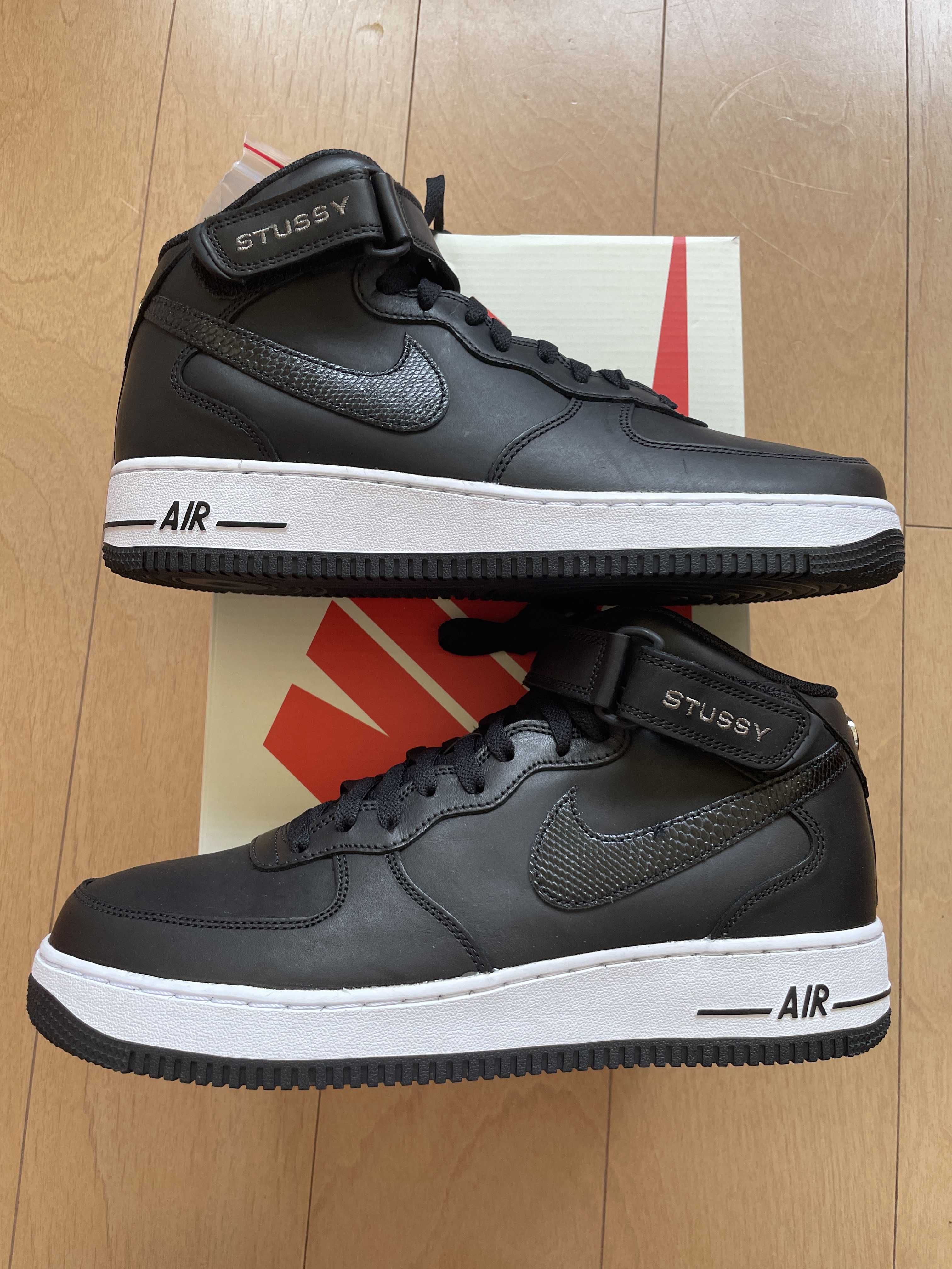 Stussy × Nike Air Force 1 Mid "Black/Black"